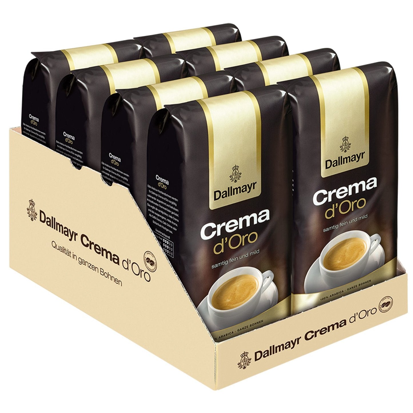 Dallmayr Crema d Oro Coffee, Whole Beans, Pack of 8, 8 x 1000g