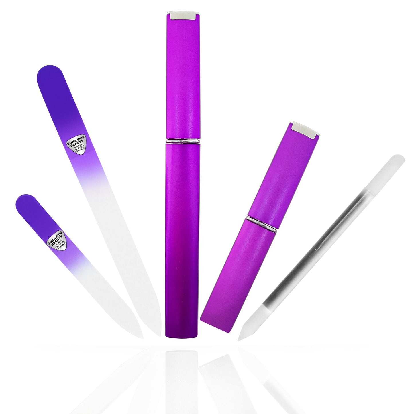 Czech Glass Manicure Set, 3Pc Nail Set - Cuticle Pusher and Two Nail Files. Nail File Kit Perfect Gift for Women by Bona Fide Beauty