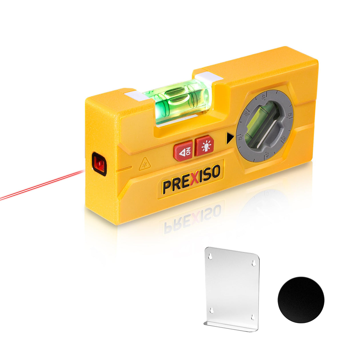 PREXISO 2-in-1 Laser Spirit Level, Mini Torpedo Level with LED Light, Rotatable Magnetic Pocket Leveler & 10m Laser Leveler Tool for Hanging Picture,