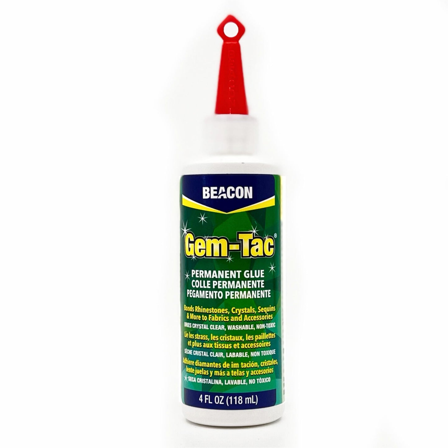 Beacon Gem-Tac 118ml Medium Bottle - Clear Adhesive for Fabric, Rhinestones, Glass, and More - Ideal glue for Embellishing Shoes, Gowns, Phones, and