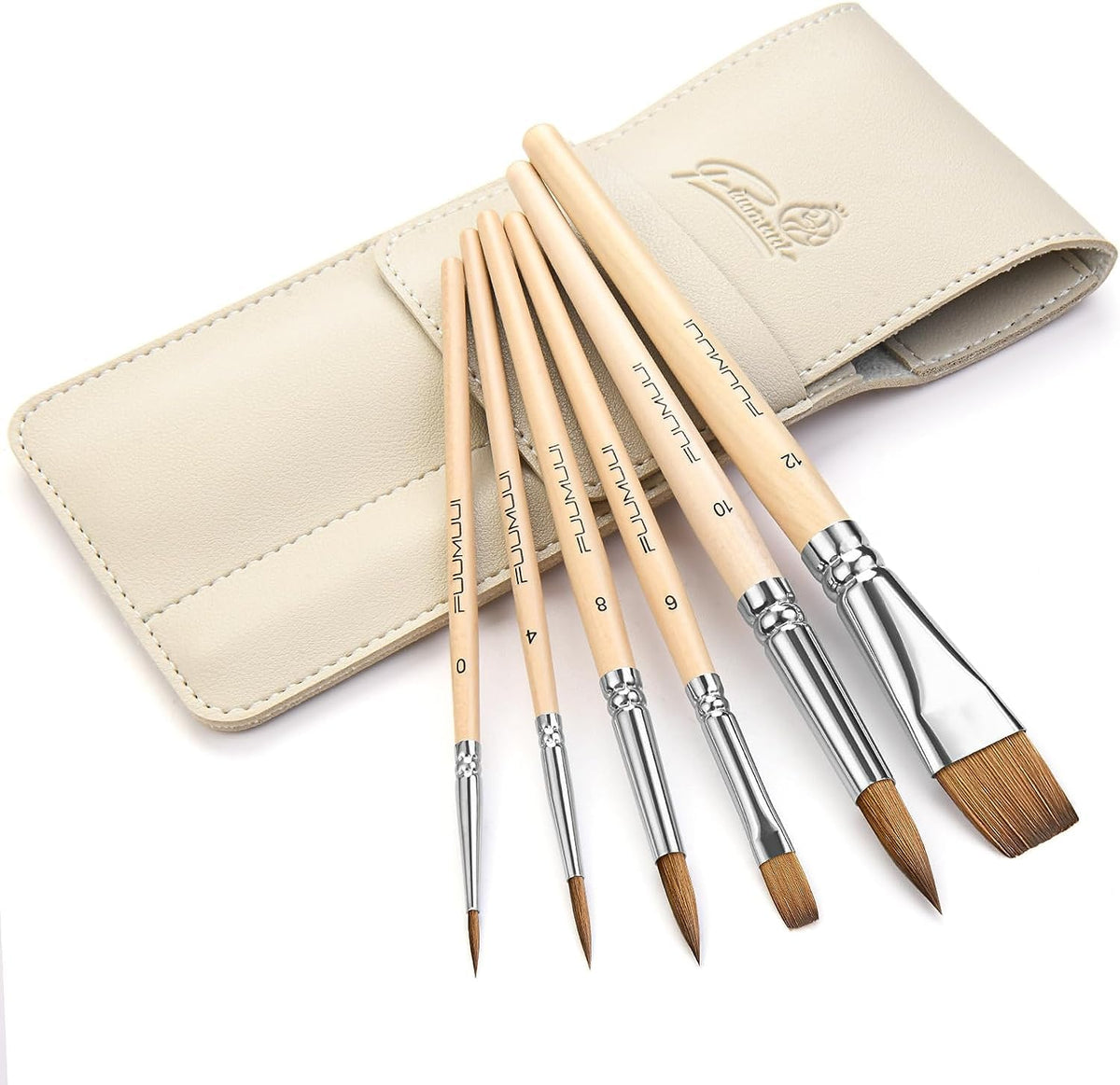 6pcs Kolinsky Travel Watercolour Brushes, Professional Sable Watercolour Paint Brushes for Artists - Pointed Rounds Flat Wash Water Colour Brushes for