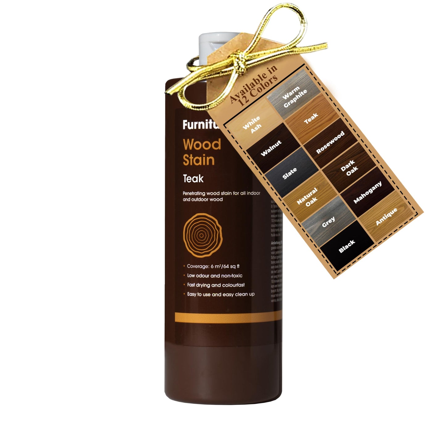 Furniture Clinic Wood Stain (Teak) ? Fast Drying, Highly Concentrated, and Easy-to-Apply Wood Stain for All Indoor & Outdoor Wood ? Water Based &