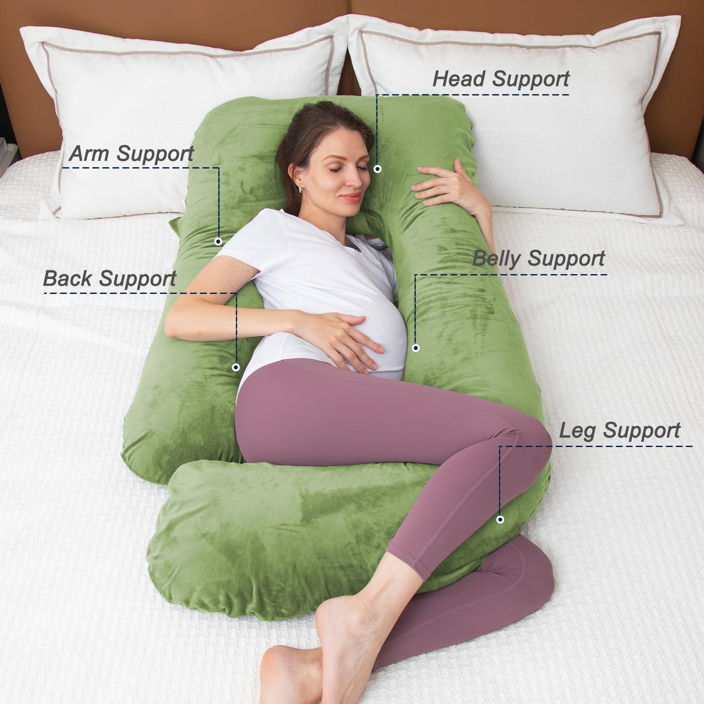 TaiBest U Shaped Full Body Pregnancy Pillow with Removable Cover for Maternity Women,Pregnancy Pillows for Sleeping,Support for Back, Legs, Belly,55