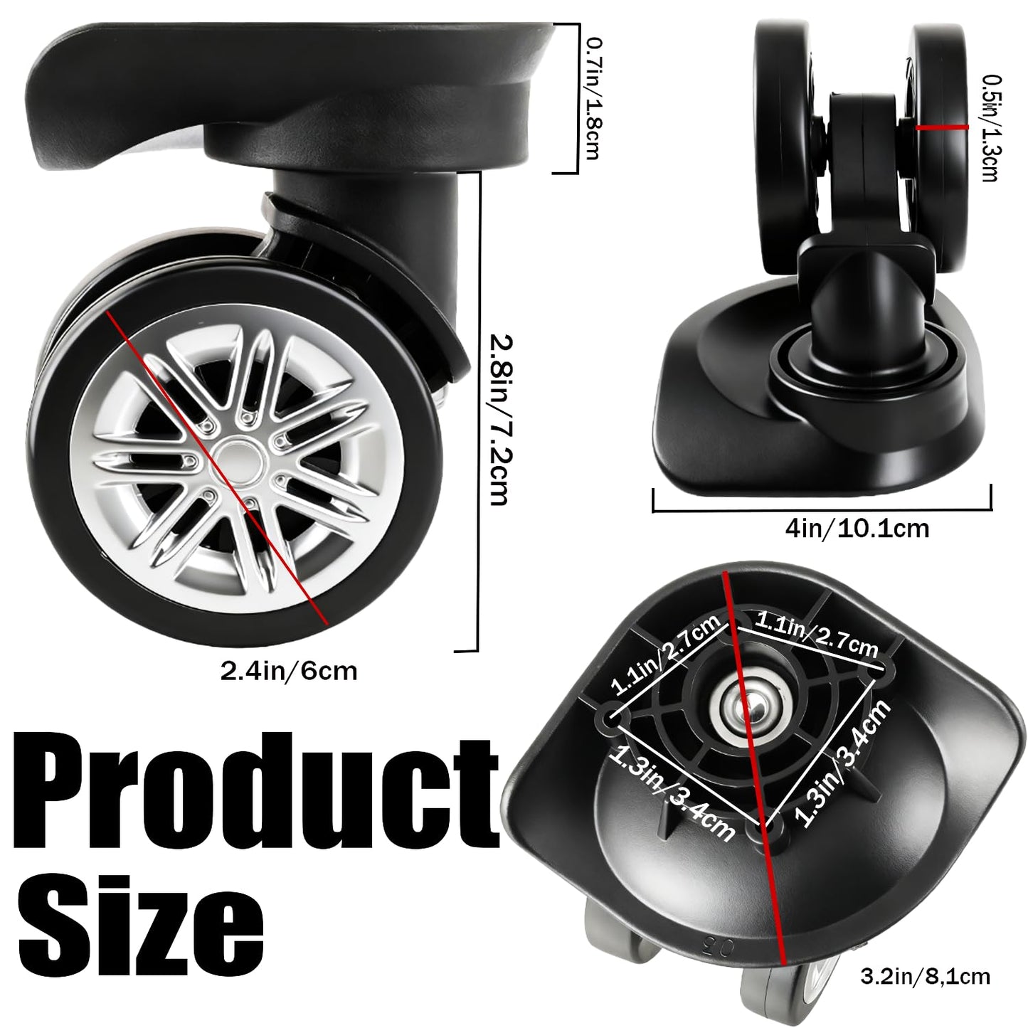 cddcwz 1 Pair Universal Suitcase Caster Mute Double Row Wheels