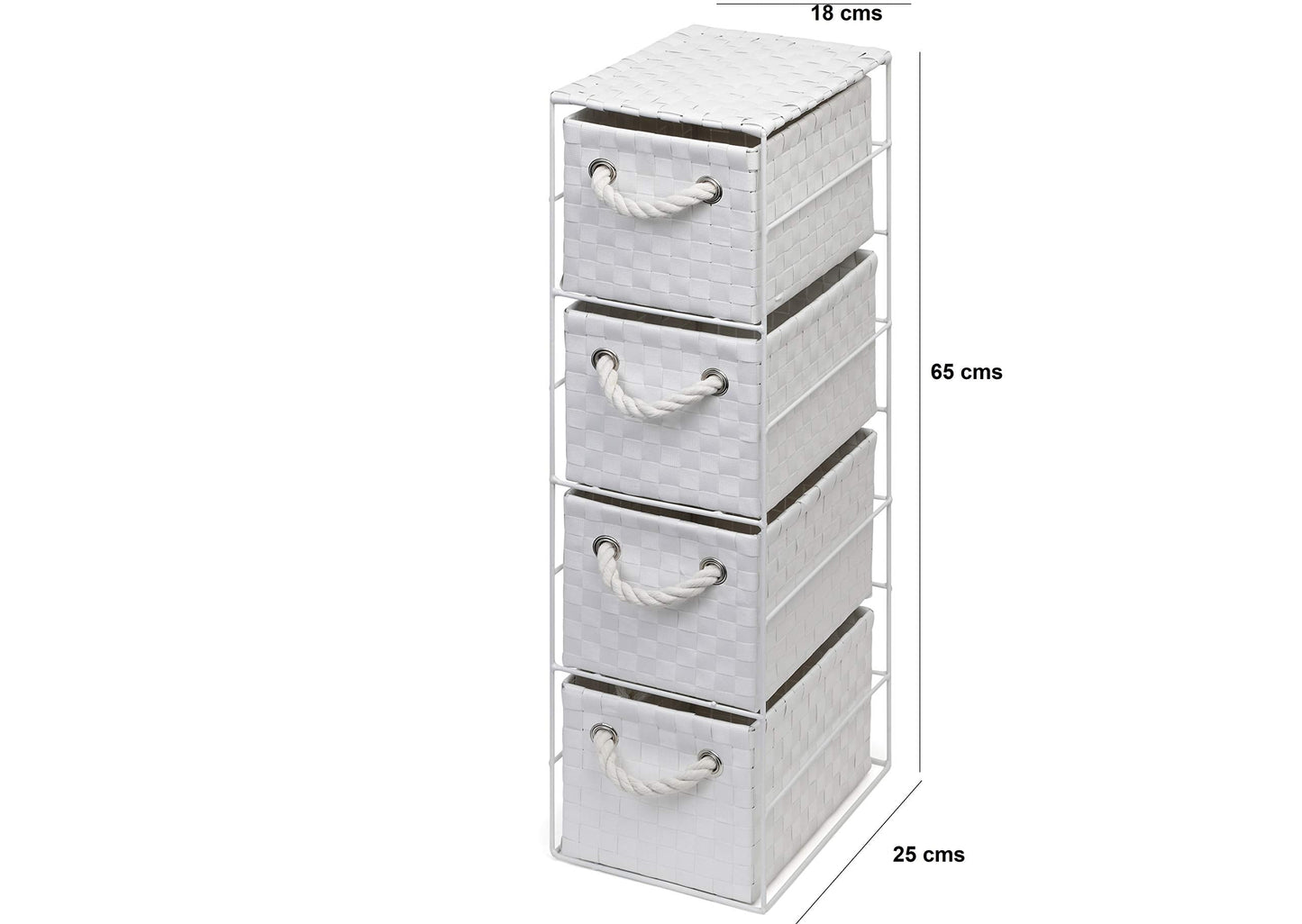 Arpan White 4 Drawer Storage Cabinet Unit Ideal for Home/Office/Bedrooms (4-Drawer Unit -18x25xH65cm)