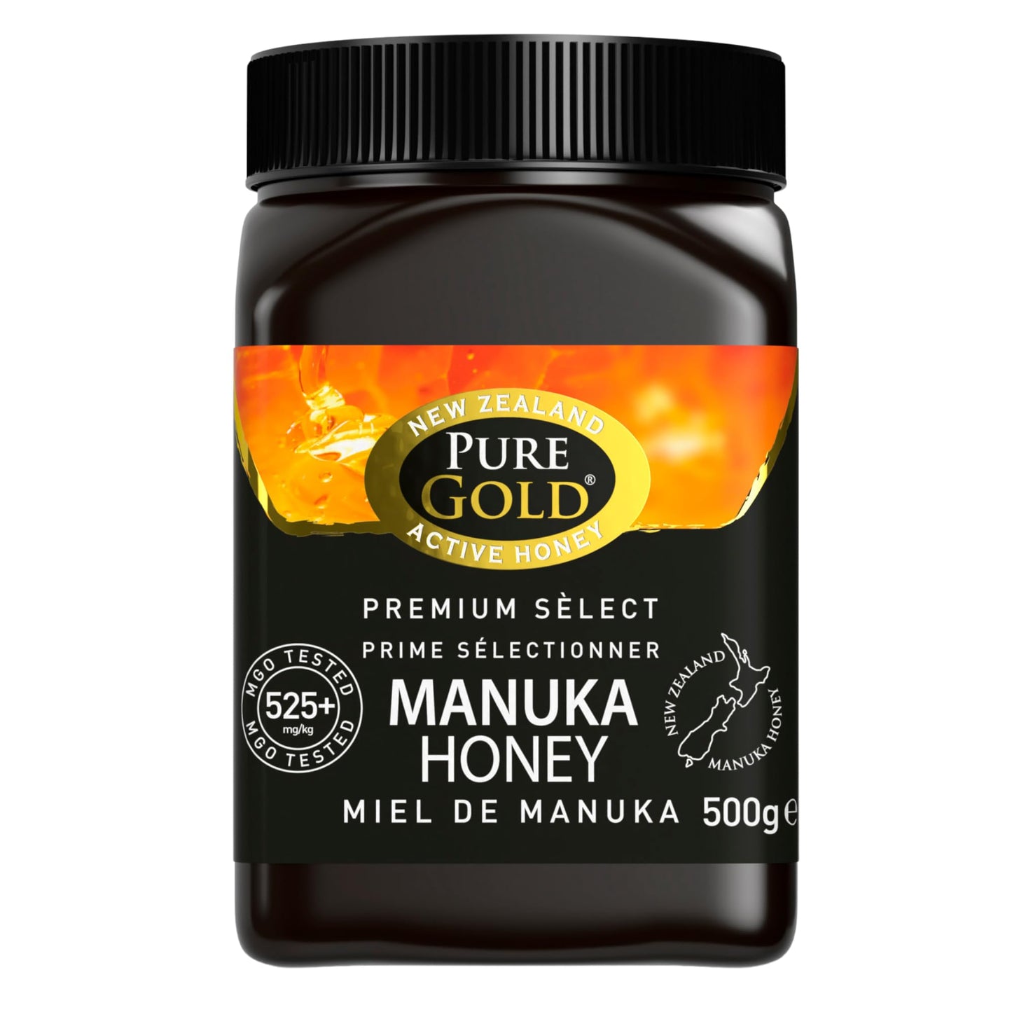Pure Gold - Manuka Honey - 525+ MGO Certified Premium - 500g - New Zealand, Ethically Sourced, Raw & Unpasteurised - Naturally Made by Bees & Home