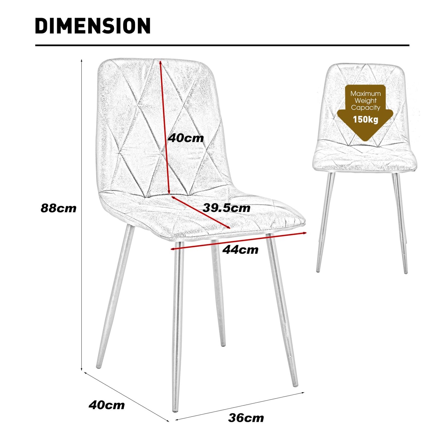 Set of 4 Dining Chairs for Dining Room, Faux Suede Kitchen Chairs, Gray