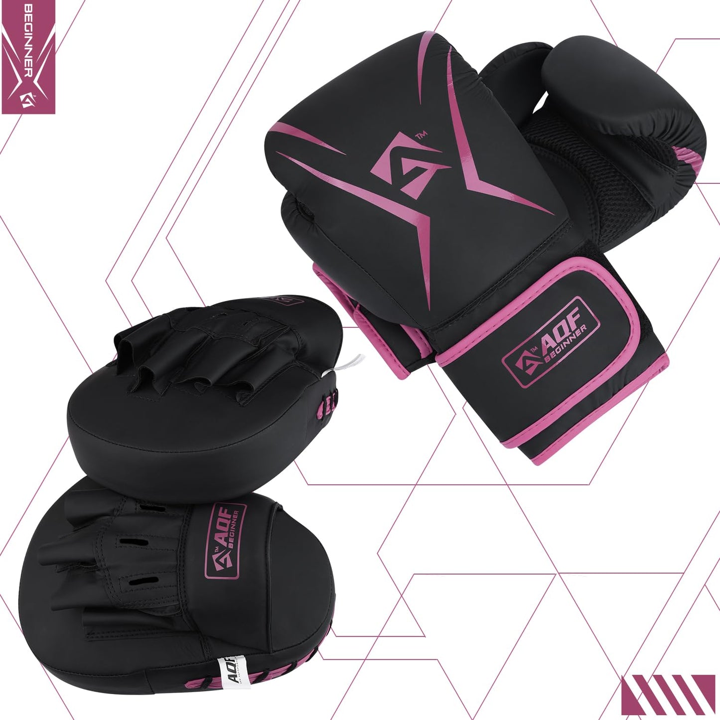 AQF Kids Boxing Gloves and Pads Set - Junior Boxing Set For Kickboxing & MMA Muay Thai Punching Gloves With Curved Pads For Martial Arts Training