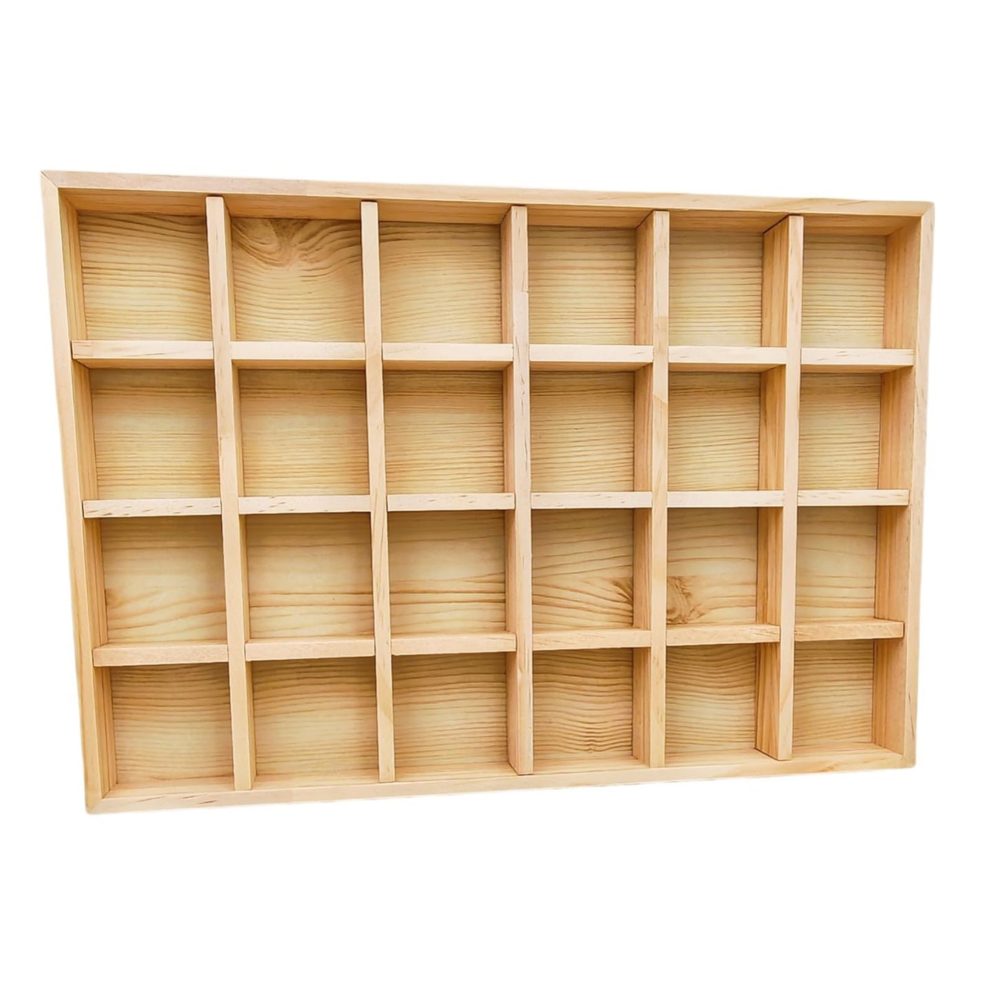 Anktily Unfinished Wooden Storage Divider Box, Showcase Display Box with 24 Compartments, Socks Organizer, Underwear Storage Case