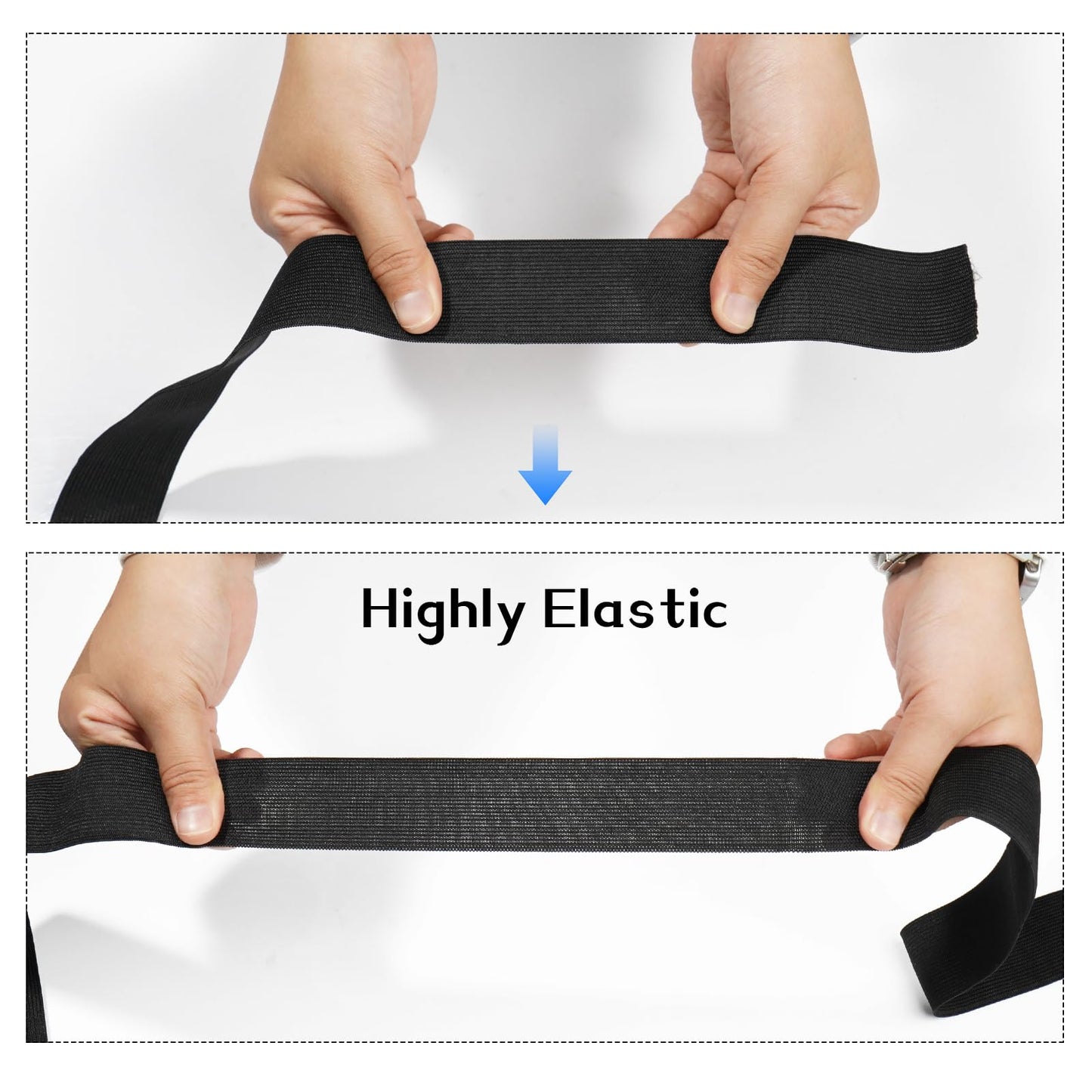 AiQInu Elastic Tape 4cm x 14m - Elastic for Sewing Belt, Wide Band for Clothing & DIY, Black
