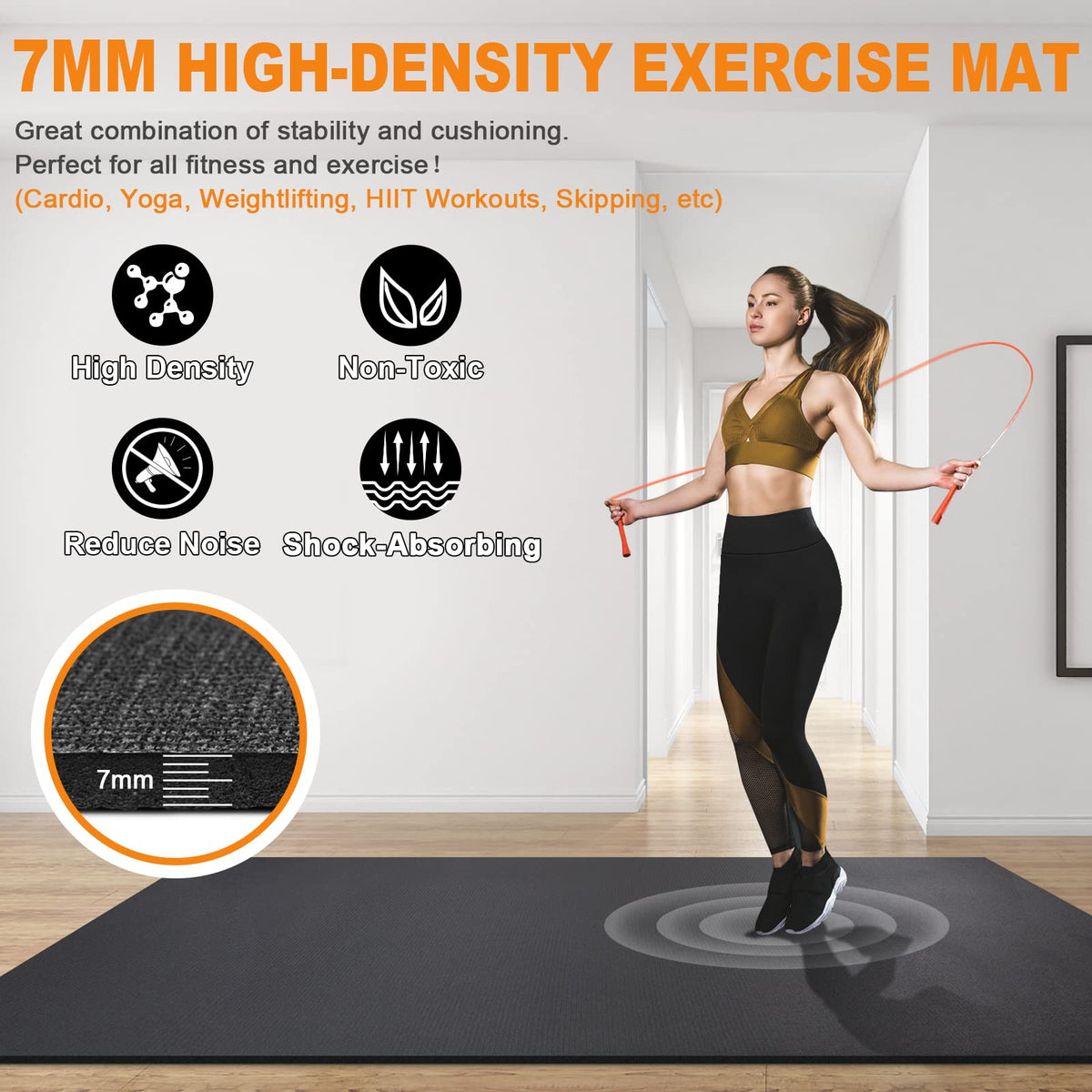 Large Exercise Mat Fitness Mat for Home Gym Thick 183x123x0.7cm innhom Workout Mat for Fitness, Floor Exercises, HIIT, Cardio, gym work, Equipment