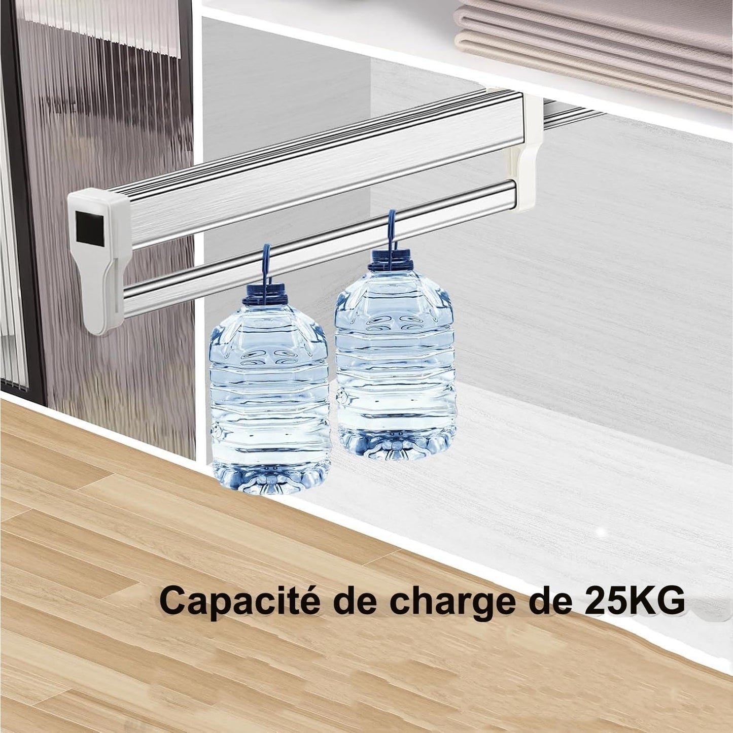 Pull Out Clothes Hanger Rail, Adjustable Heavy Duty Steel Clothes Storage Valet Rod for Wardrobe Trousers Clothing Storage Space Saving,High Load