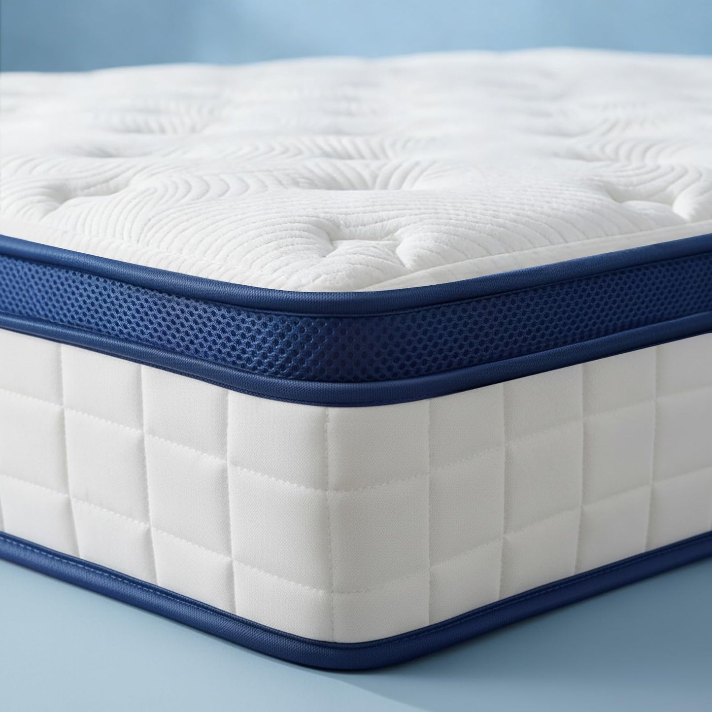 Lavfine King Size Mattress - 5FT, 10 Inch Memory Foam with Pocket Spring Hybrid, Medium Support, Motion Isolation, Breathable Soft Fabric