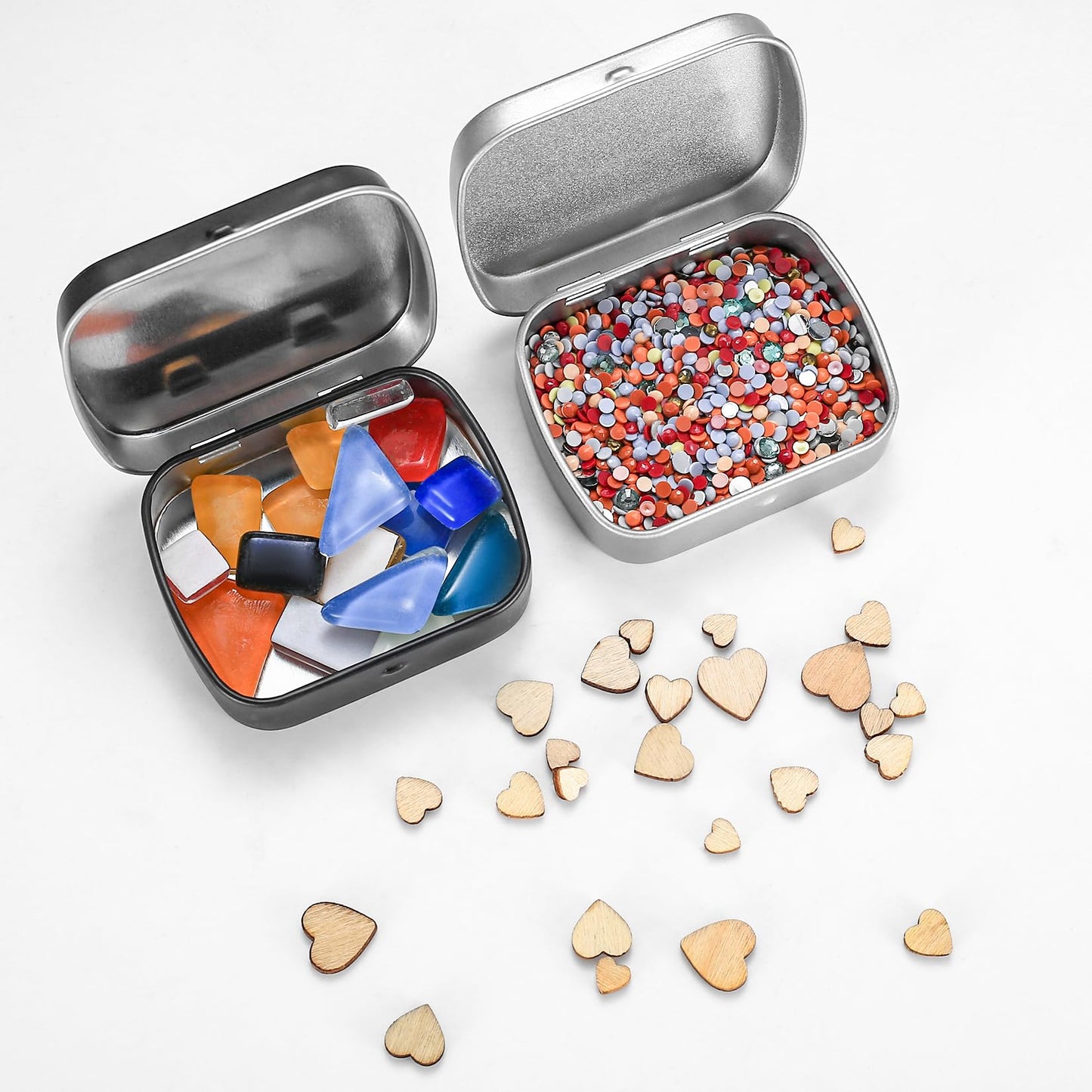 HAOCHEN 8 Pieces Rectangular Small Tin Boxes, Tins Containers, Empty Hinged Tins with Lids