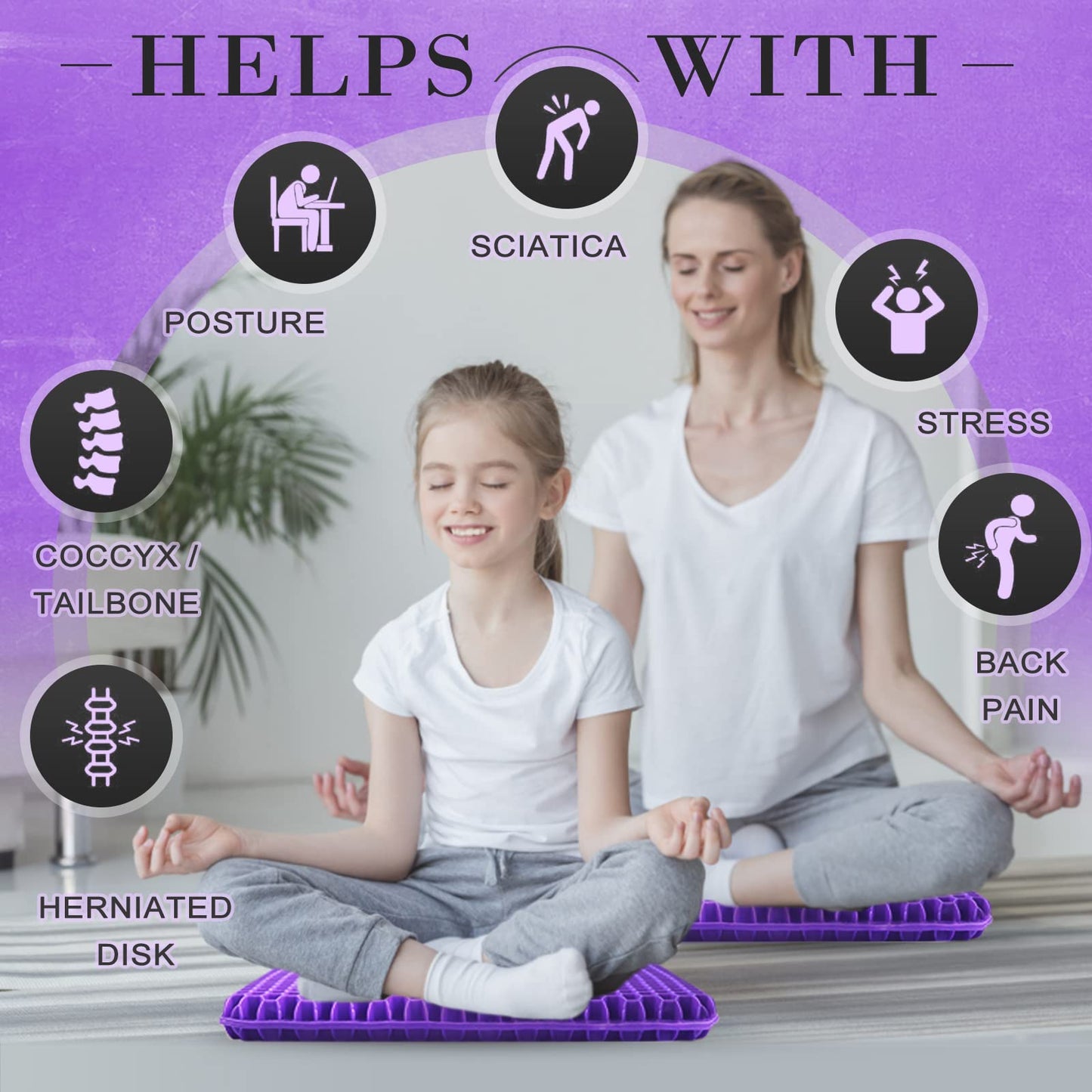Gel Seat Cushion, Double Thick Breathable Seat Cushion Cool Gel Cushion Honeycomb Design,Breathable Lumbar Cushion With Non-Slip,Pressure Pain relief