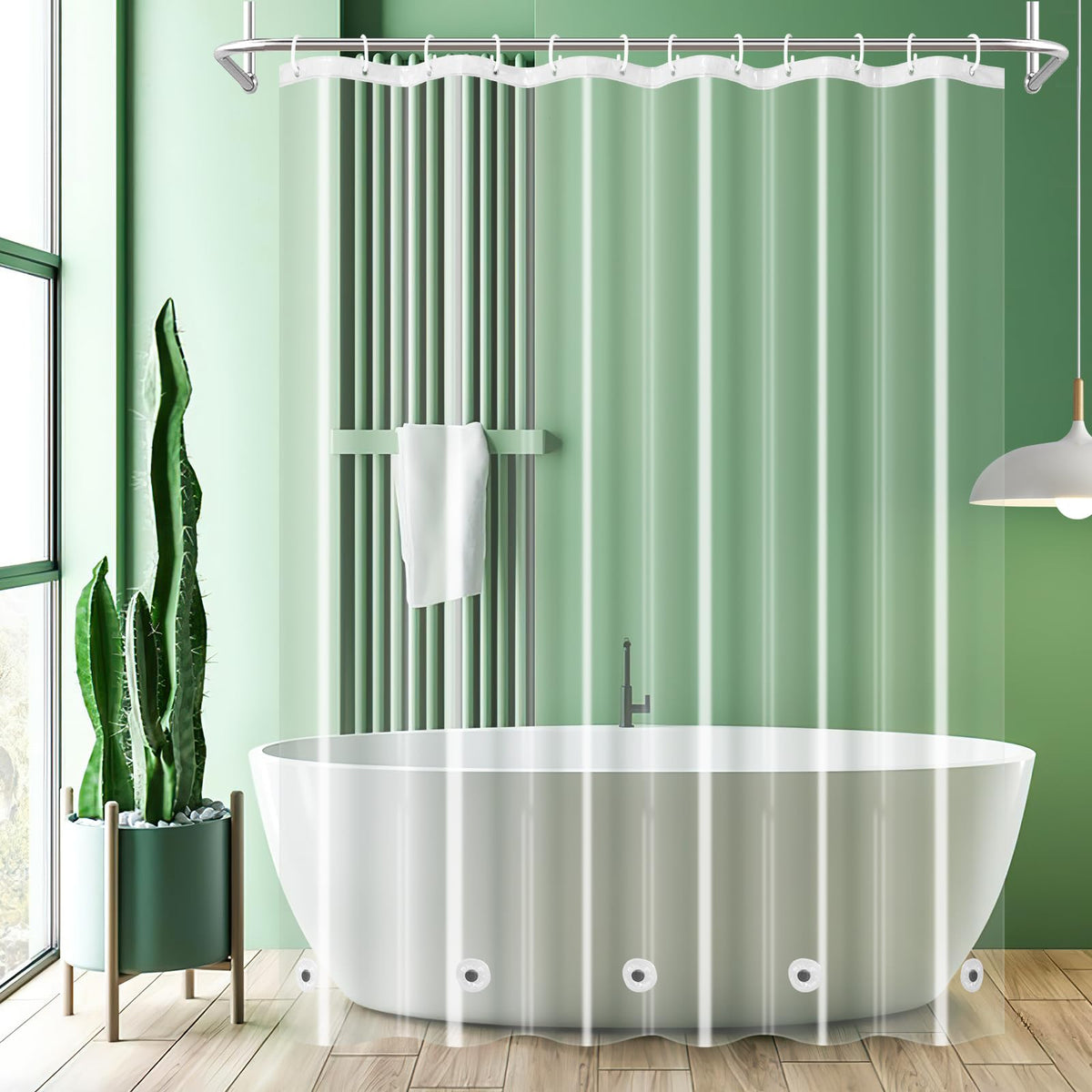 UFRIDAY Clear Shower Curtain Liner 72 x 75 inch, PEVA Bath Curtain for Home and Hotel, Extra Long with 5 Magnets Bottom