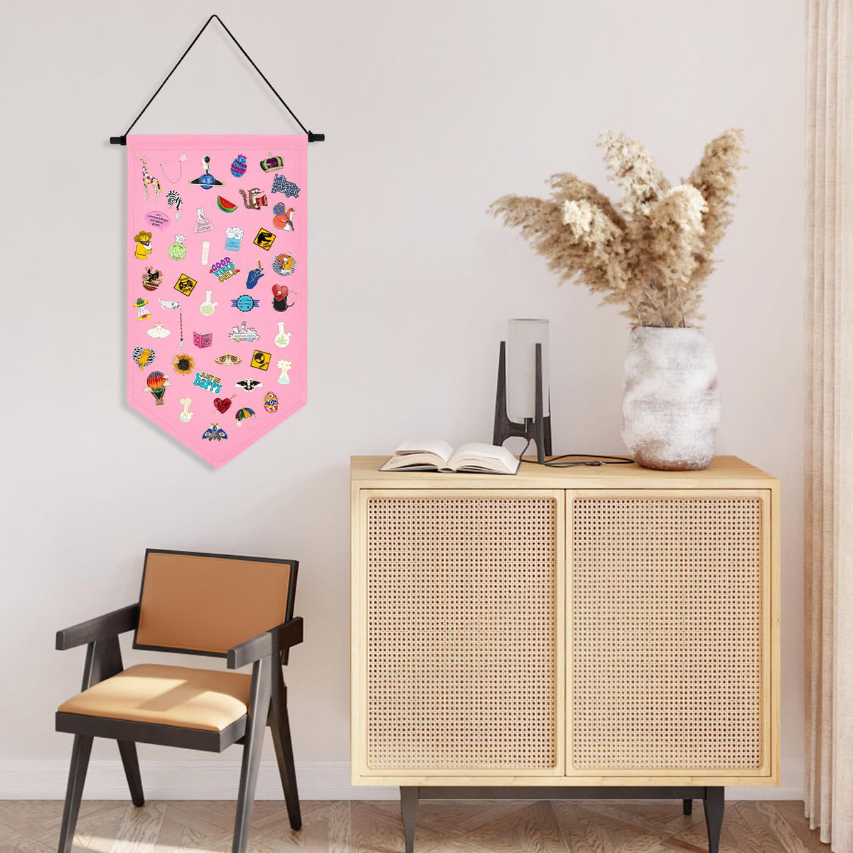 Kunyeah Wall Hanging Brooch Organizer Storage Case Colorful Canvas Pin Board Stand Enamel Pin Badge Hanging Holder Display Banner Earrings Collection