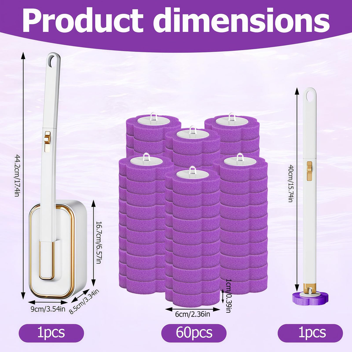 Toilet Wand Kit, Disposable Toilet Brush with 60 Refills