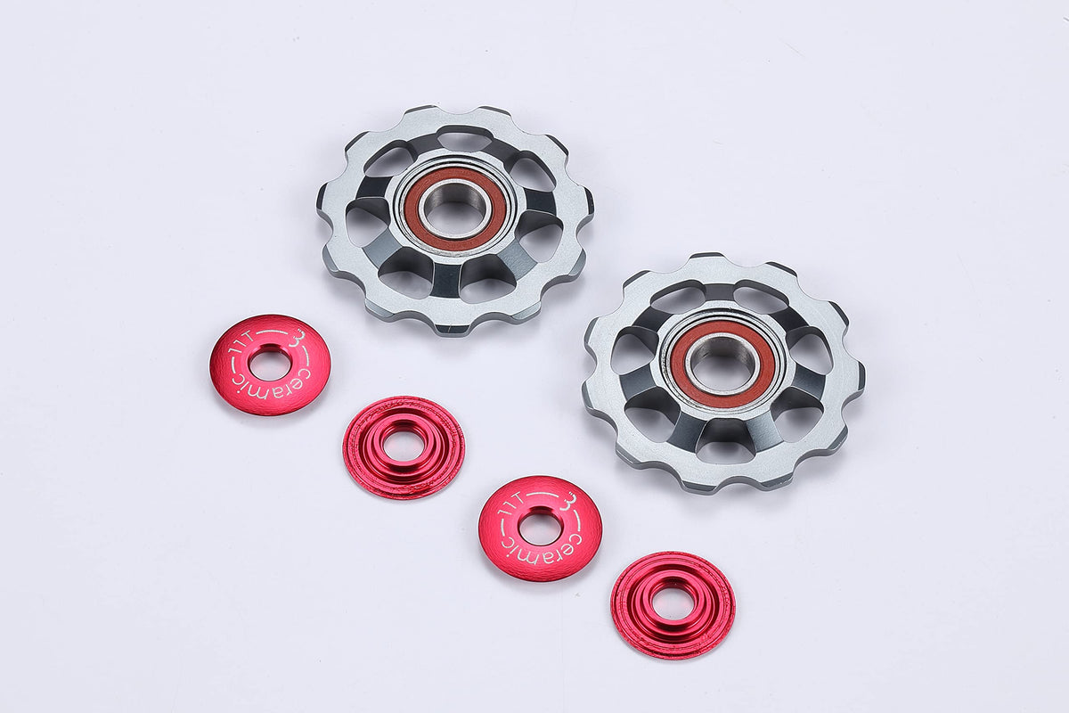 BBB Cycling 11-T Ceramic 7075 Aluminium Alloy Derailleur Jockey Wheels SRAM Shimano and Campagnolo Compatible Pulleys Ceramic Bearings 9- 10- and