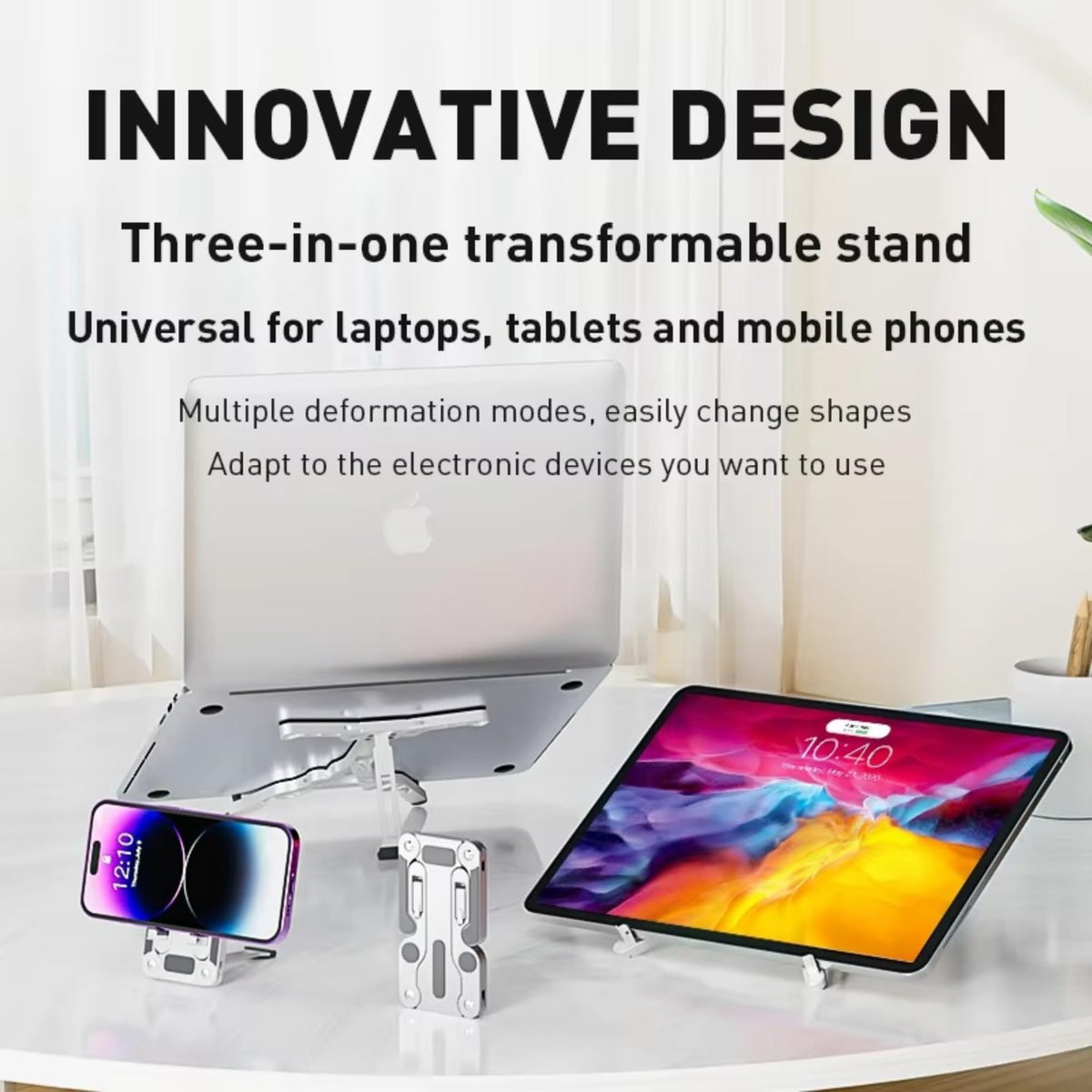 ARQIZ Laptop Stand for Desk Lightweight Aluminum Alloy Notebook Riser with Phone Holder, Portable Foldable & Extendable Stand for Laptop