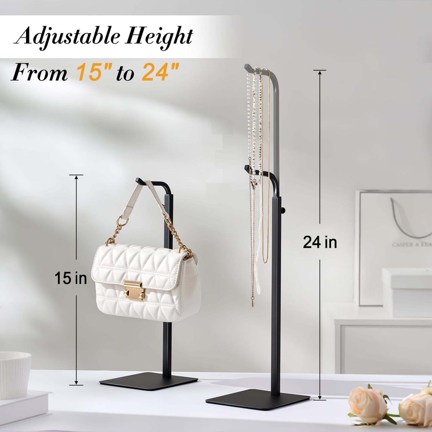 pickpiff 3-Pack Adjustable Purse Display Stands, Black