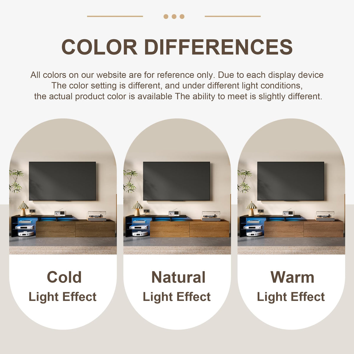 Ball & Cast Modern TV Cabinet Design: Stylish and Elegant, Practical Storage Space, Black and Wood Look, Glass Shelves, LED Lighting, 170x33x33.5cm