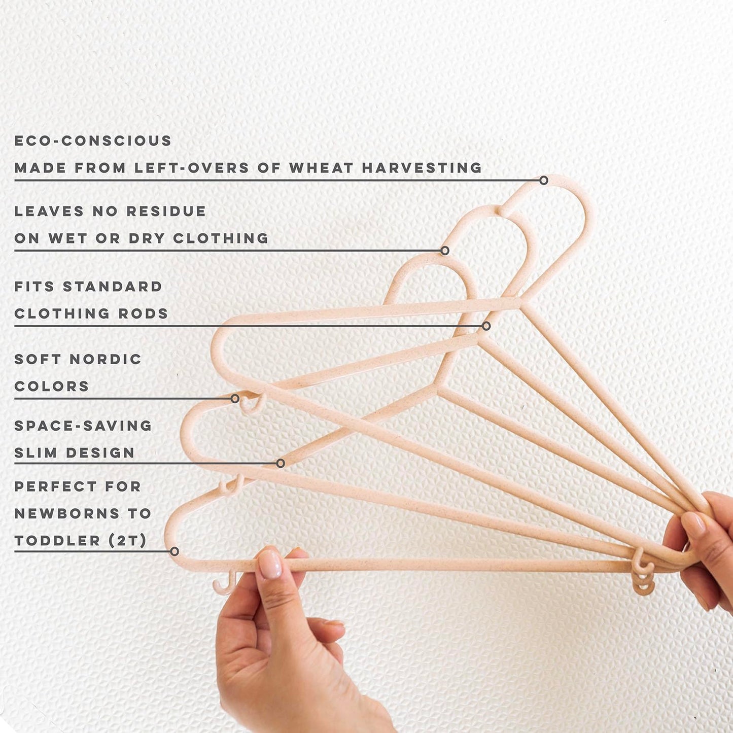 3 Sprouts Wheat Straw Baby Hangers, 30 Pack, Baby Closet, Speckled Pink