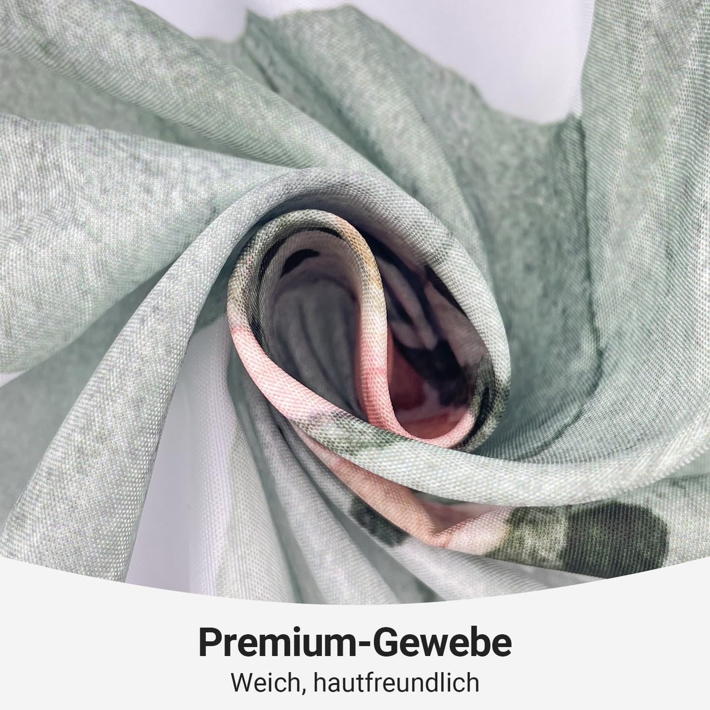 Lerores Shower Curtain, 240 x 180 cm, Sage Green Flower, Weighted Hem, Anti-Mould, Water-Repellent
