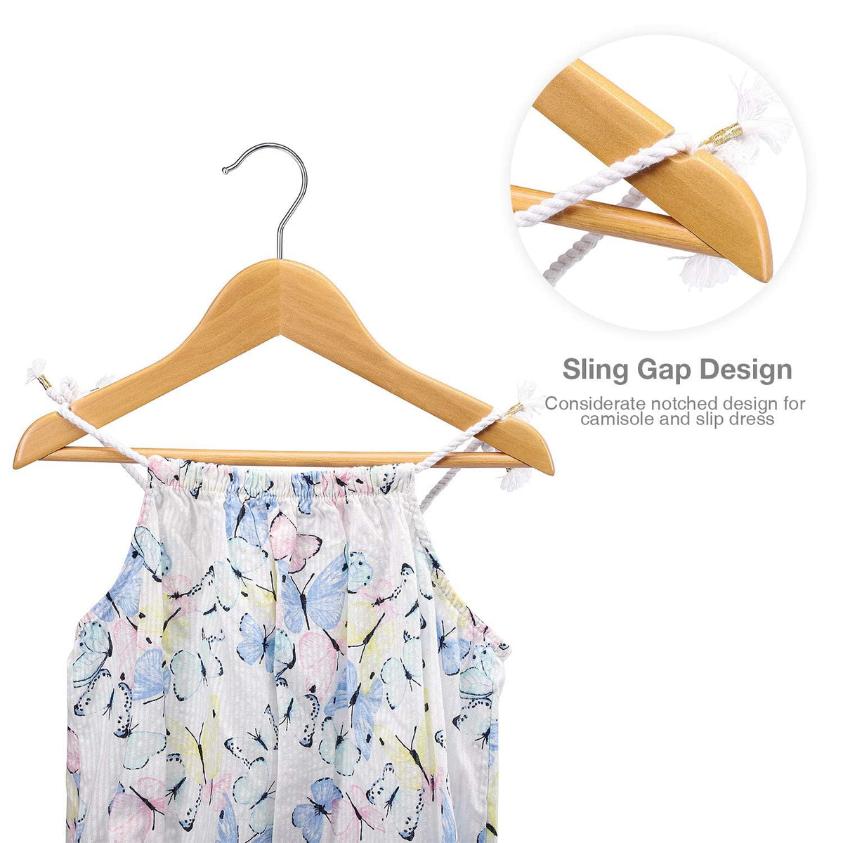 HOUSE DAY Childrens Wooden Kids Hangers, Baby Nursery Natural Wood Hangers