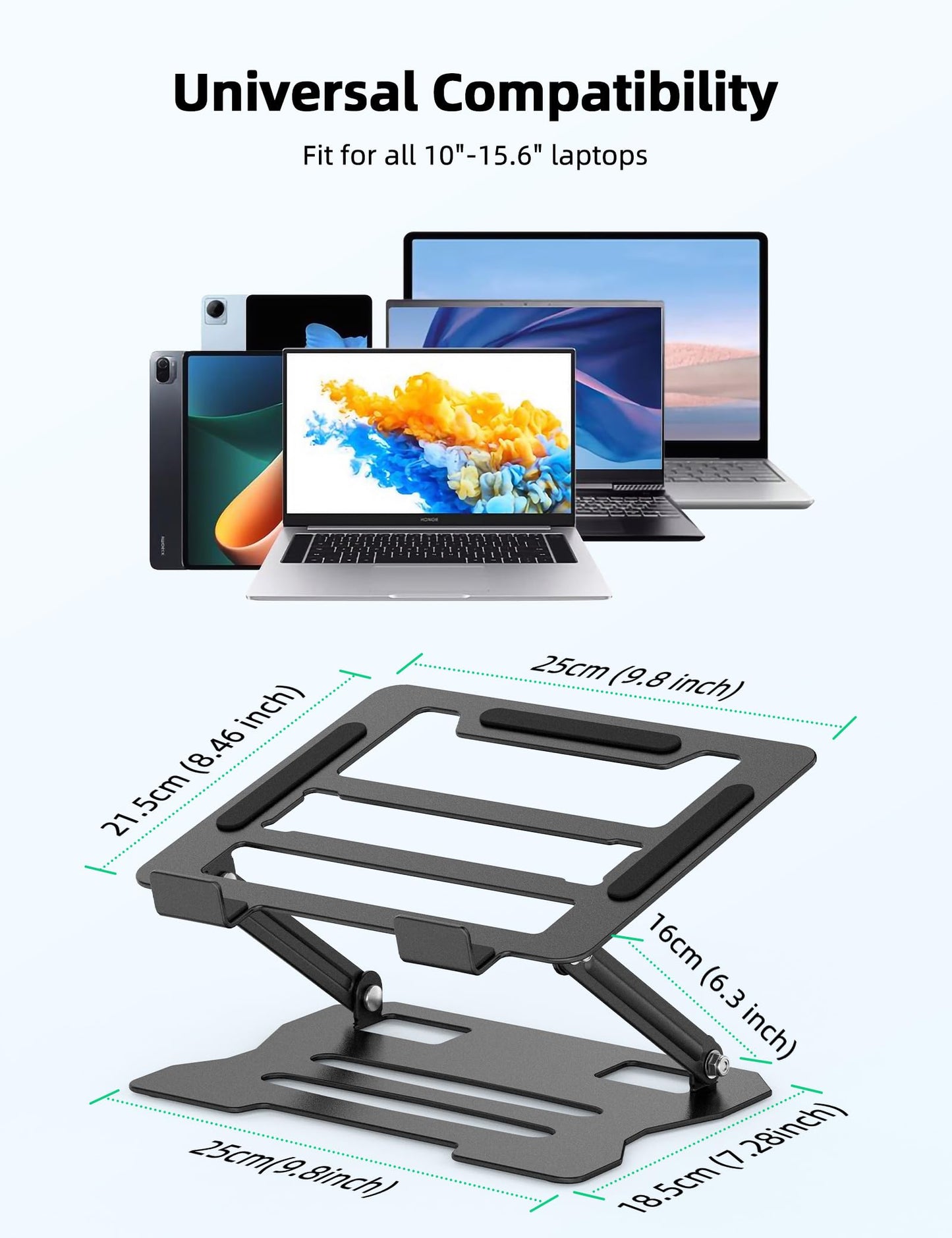 Rupoku Adjustable Laptop Stand, Ergonomic Laptop Riser Heat Vent Computer Stand for Desk