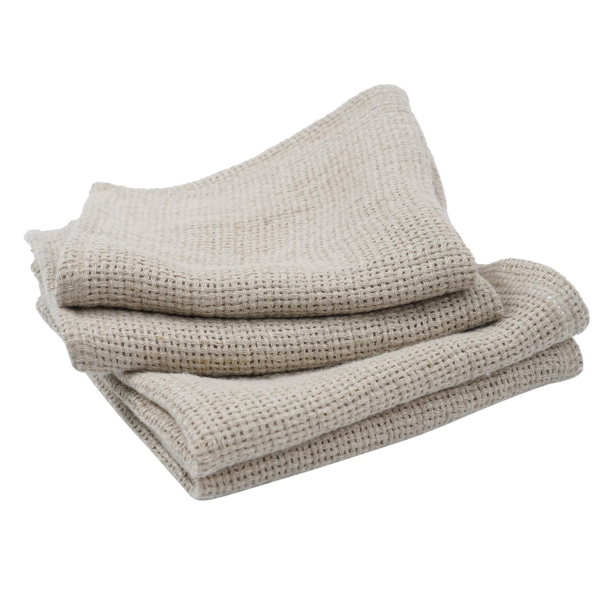 HSOFTIFY 100% Linen Face Cloth for Washing 4 Pack with Hanging Loop, Nature