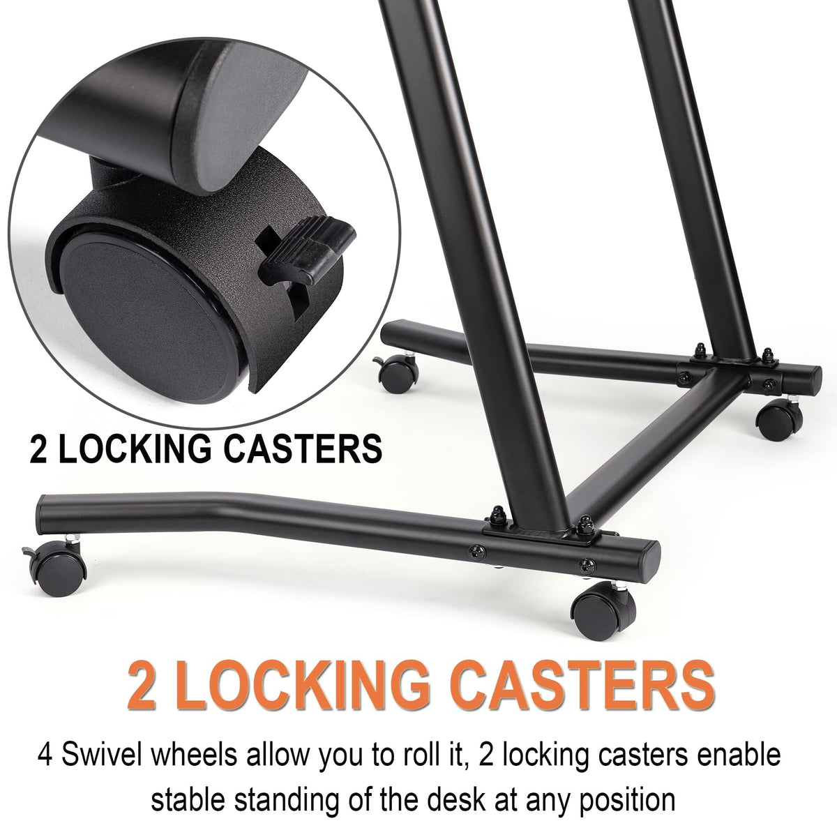 CXWXC Indoor Training Bicycle Desk, Height-Adjustable Computer Stand with Non-Slip Surface - Portable Bicycle Trainer Fitness Table with Lockable