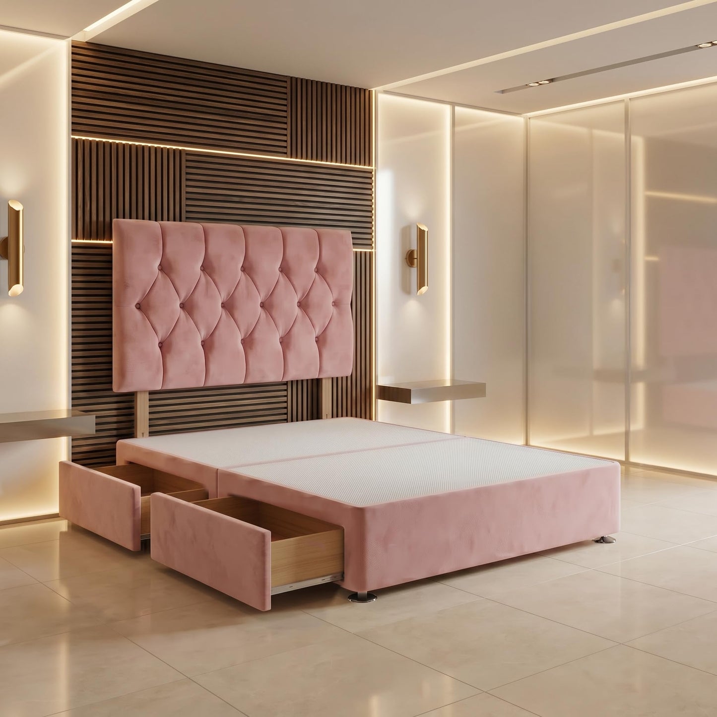 Bed Centre Ziggy Plush Single Divan Base 30" Headboard, Pink, 0 Draw