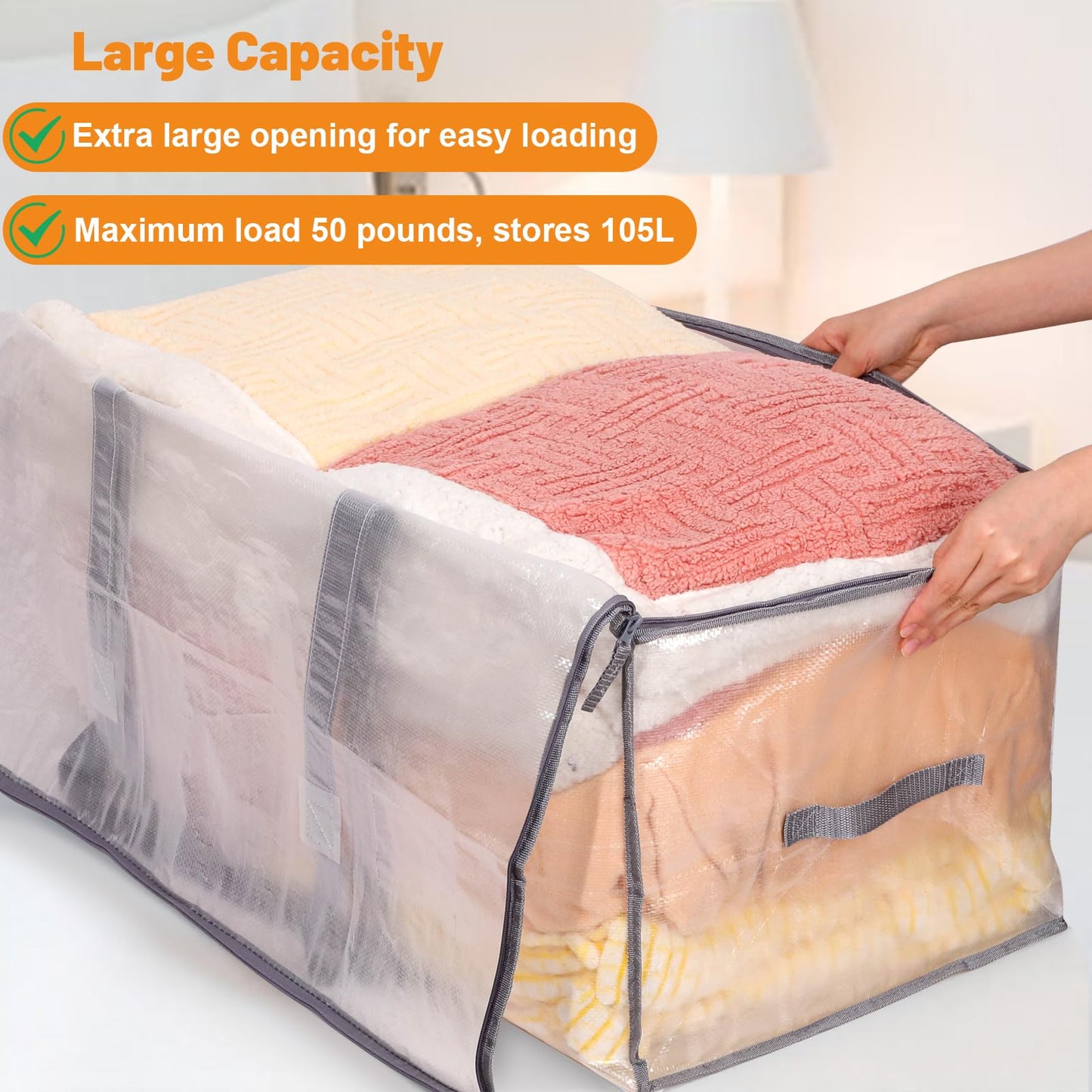 Dntorx 4 Pack 105L Moving Bags Clothes Storage Bags Drom Packing Box, Grey