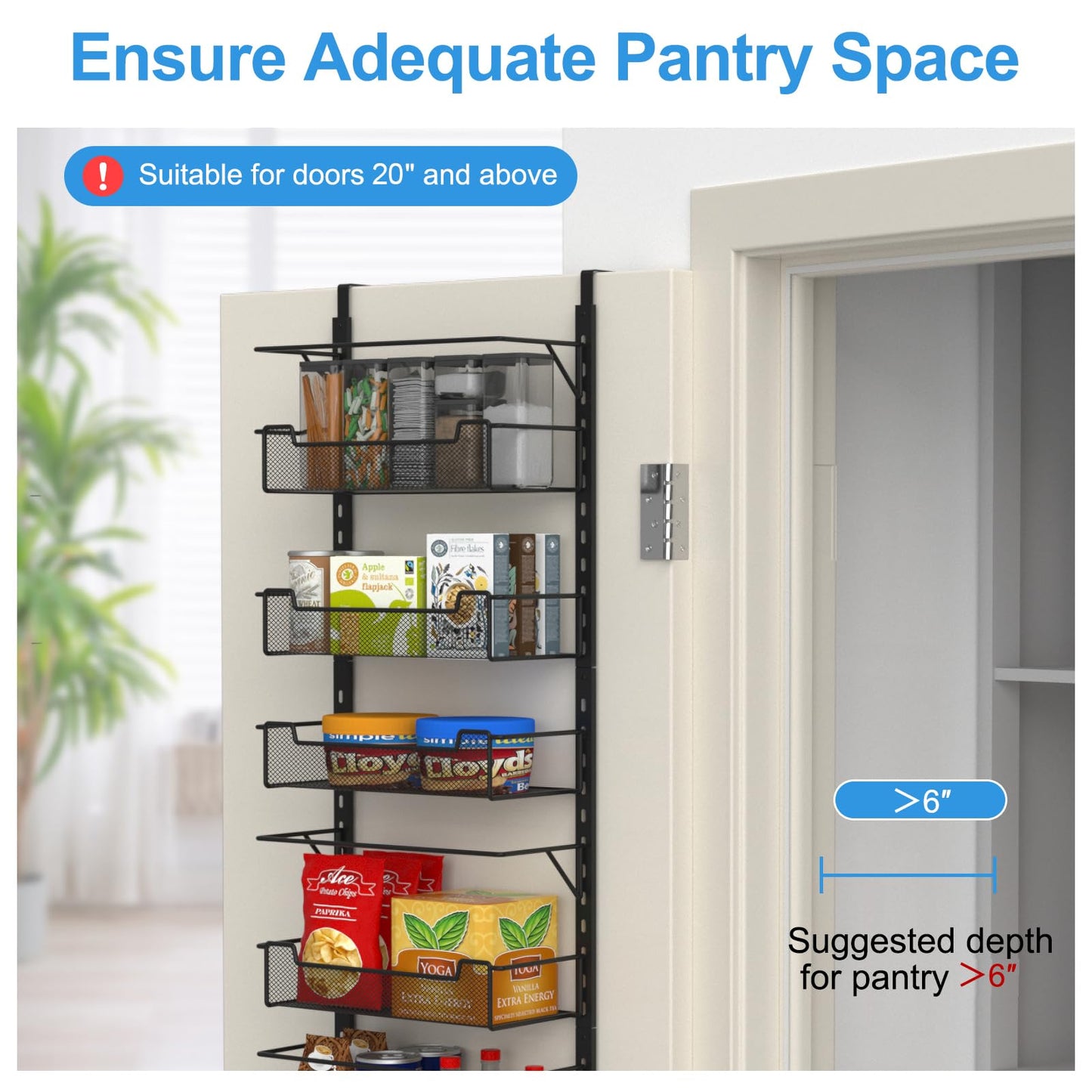 VyGrow Over the Door Pantry Organizer, 10-Tier Over the Door Organizer with Adjustable Basket, Pantry Door Organization for Pantry Kitchen Storage