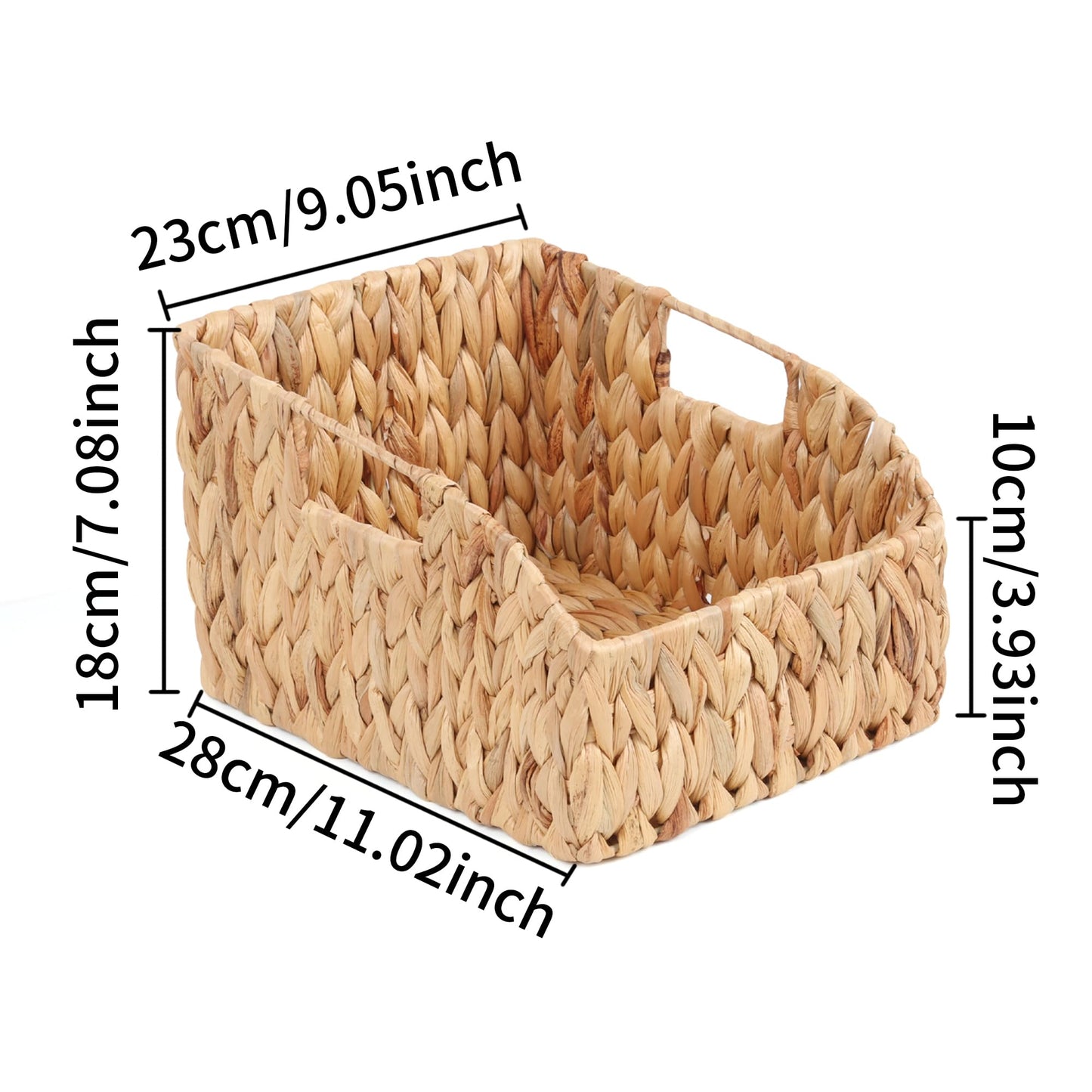 FEILANDUO Wicker Basket with Handles, Handwoven Storage Basket for Pantry, Trapezoid Decorative Baskets for Shelves Home Organizer