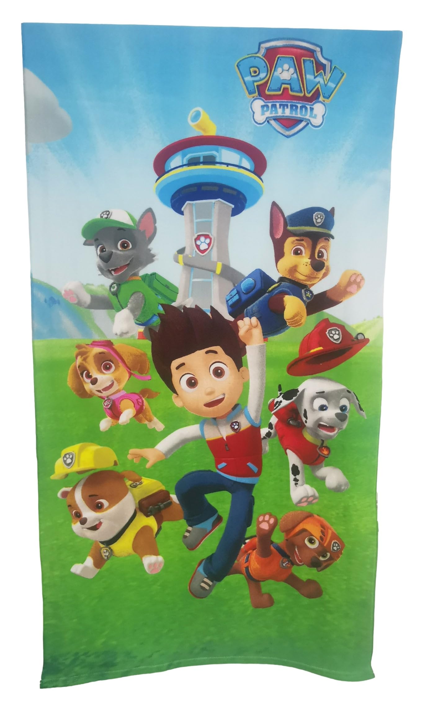 Theonoi Children's Hand Towel, Sauna Towel, Beach Towel, Shower Towel, Bath Towel, 70 x 140 cm, Microfibre Gift for Boys (Paw Green)