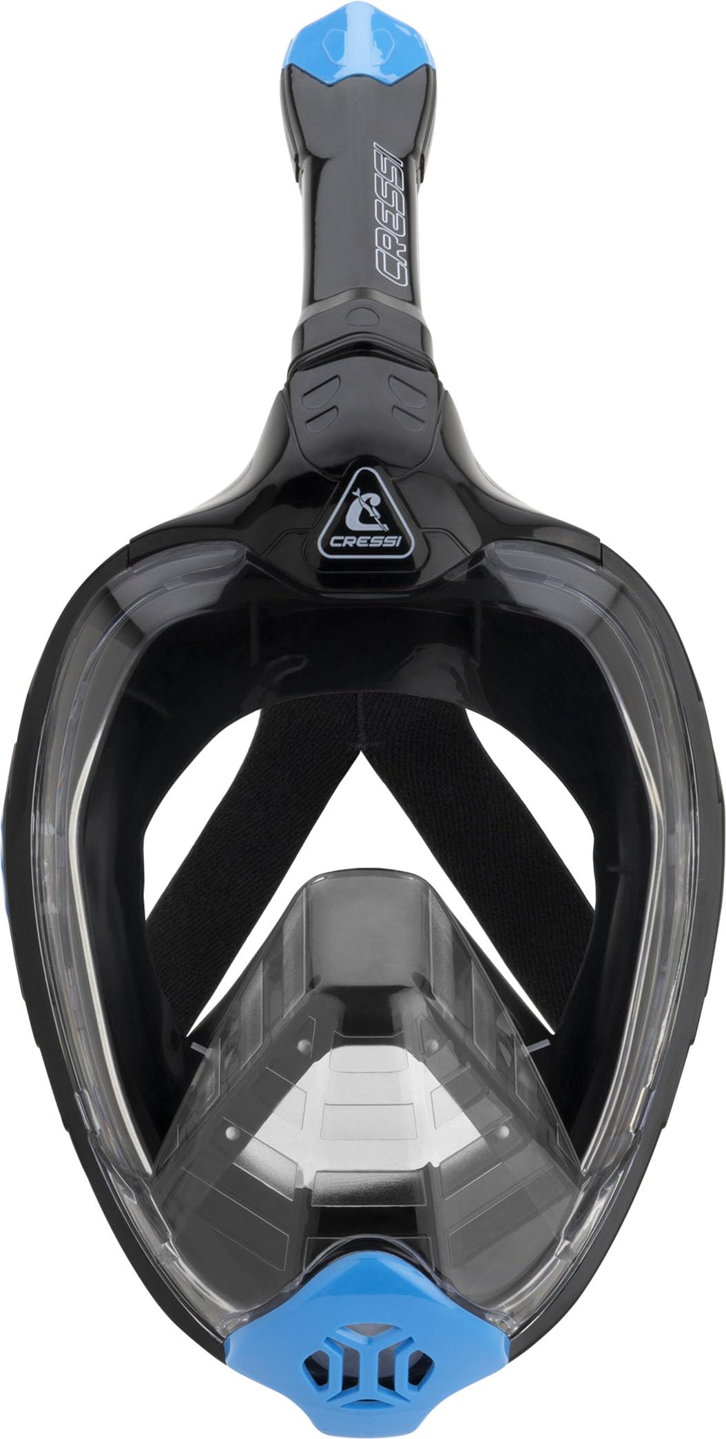CRESSI Bali Full Face Mask Black/Blue L/XL - Unisex Integral Snorkel Mask, Anti Fog Clear Lens, 100% Silicone, Dry Snorkel with Float Valve, Action