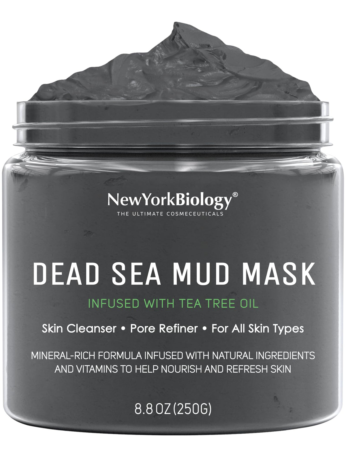 New York Biology Dead Sea Mud Mask for Face and Body | with Tea Tree | Spa Quality Pore Refiner for Oily Skin | Natural Skincare for Women & Men |