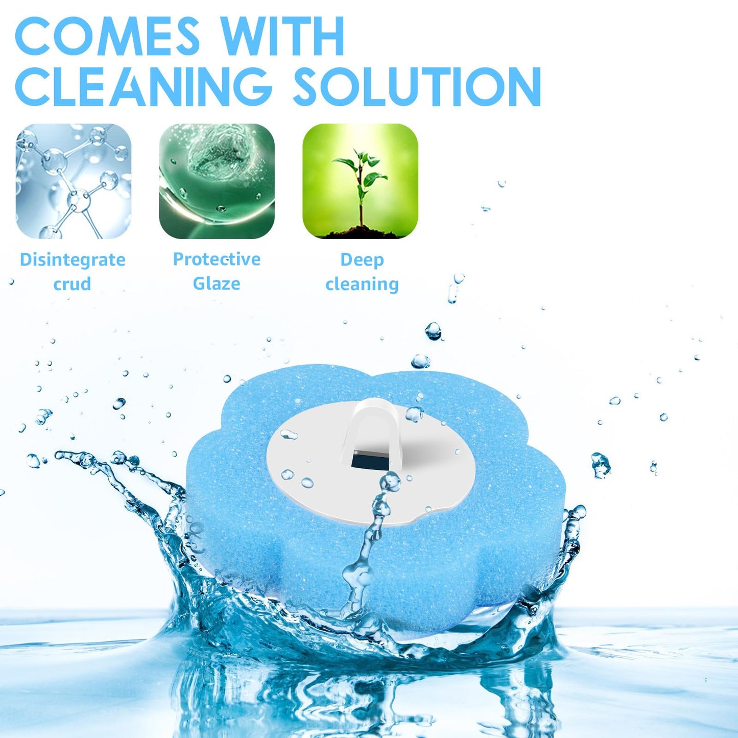 96 pcs Disposable Toilet Brush Refills 96 Sponge Brush Heads with Built-in Cleaning Solution