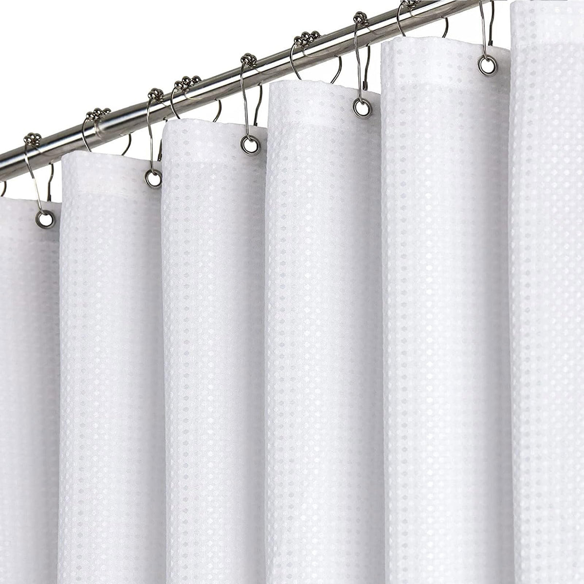 BTTN Narrow Waffle Shower Curtain, Heavy Duty Mould Proof Resistant Wet Room Shower Curtains, Weighted Waterproof Thick Cloth Hotel Luxury Modern