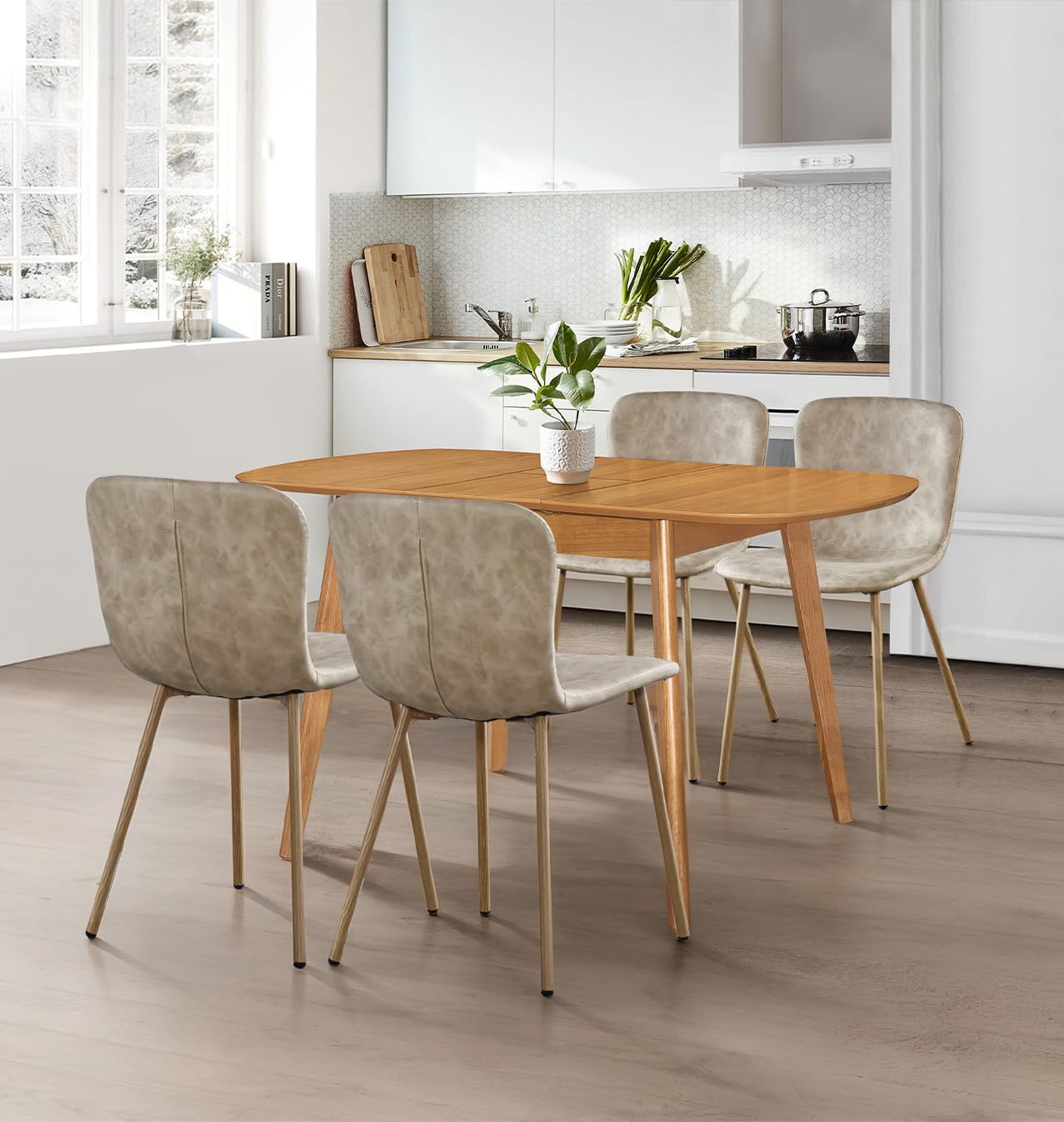 Hallowood Furniture Aston Oval Butterfly Extendable Table and Chairs Set 4