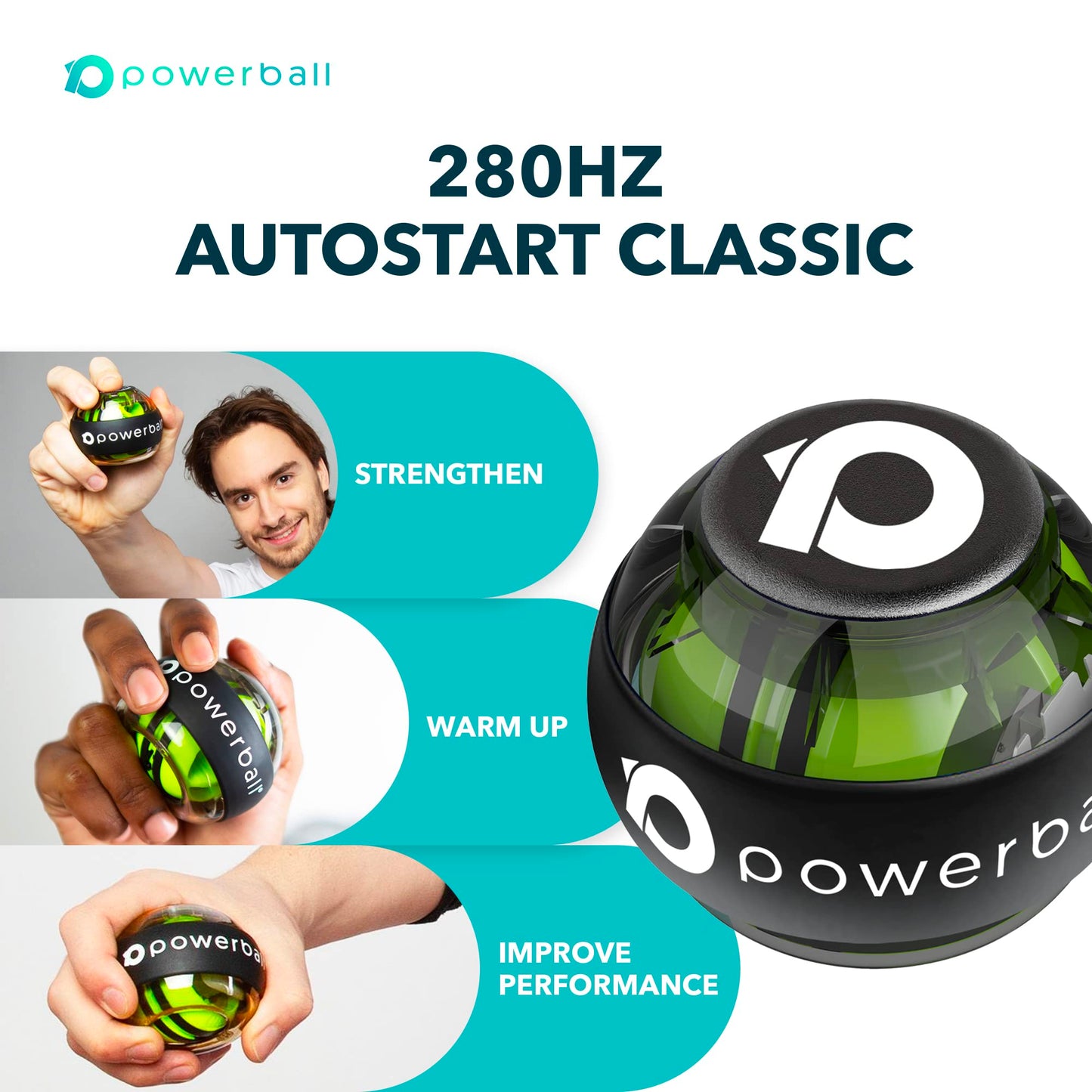 Powerball NSD Autostart Range - Hand, Grip, Wrist & Forearm Rehabilitation & Strengthening Gyroscopes (280hz Classic)
