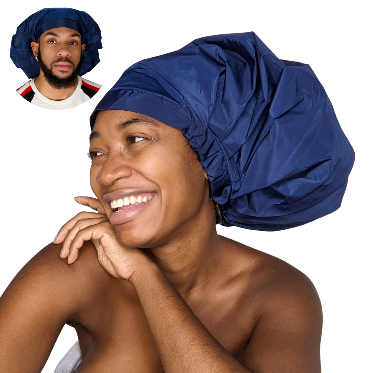 TTAT Shower Cap Jumbo Size for Men & Women With Afro, Long Dreadlocks, Locs, Box Braids, Voluminous & Long Hair, Waterproof, Washable, Reusable &