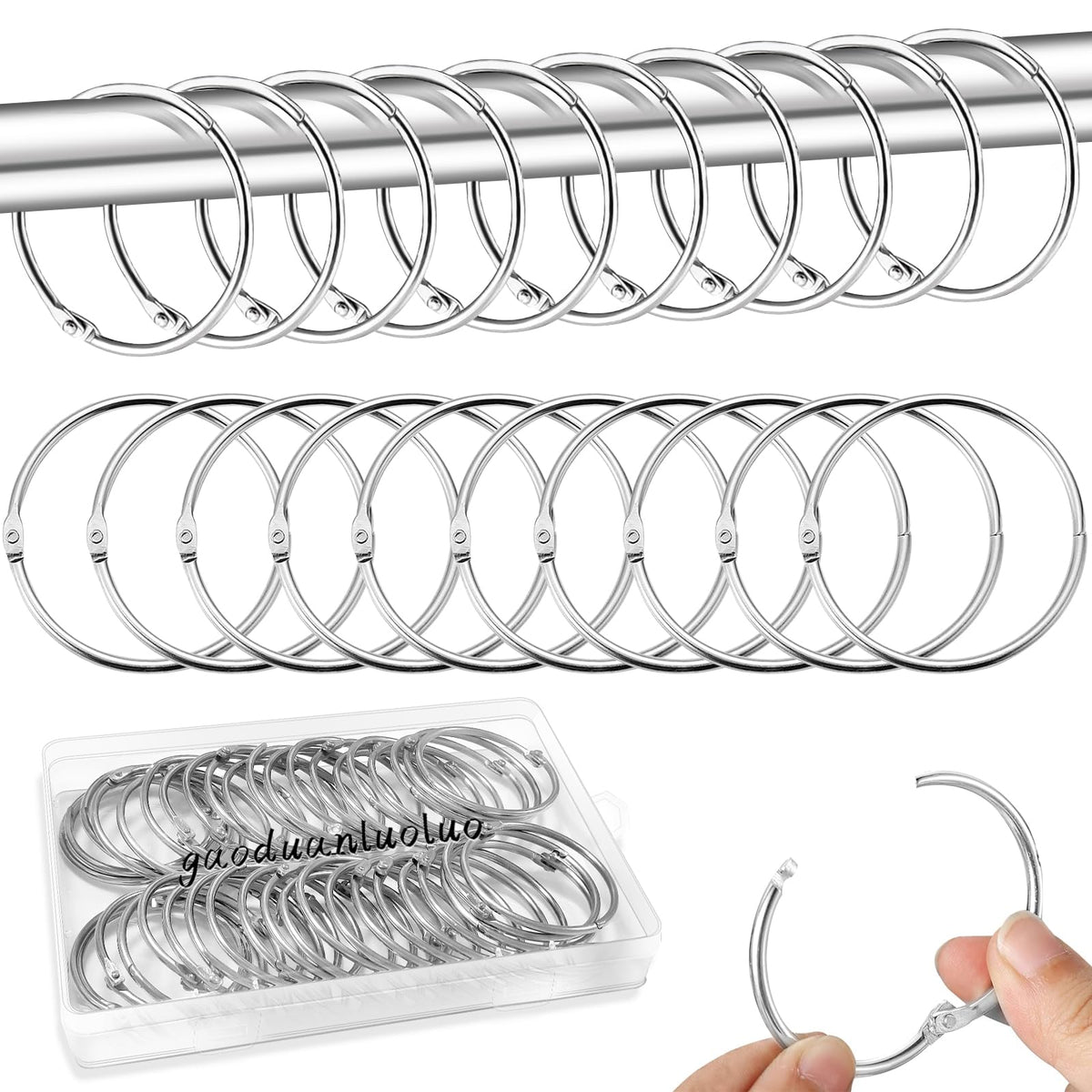 40 Pieces Curtain Rings Metal, 50mm Shower Curtain Rings for Opening