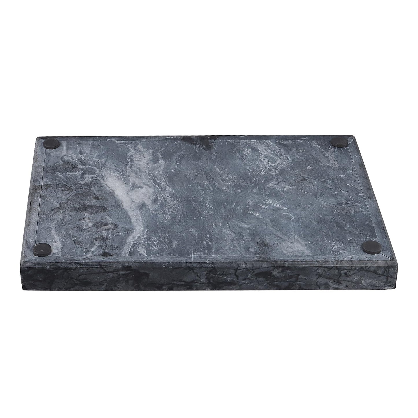 LEXININ 2 Pcs Grey Rectangle Marble Bathroom Tray, 30 x 20cm Marble Decorative Storage Tray for Kitchen, Countertop
