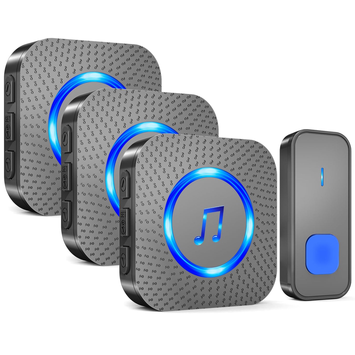 SURFOU Wireless Doorbell, 1,300 ft Long Range Cordless Battery Operated, Wall Plug in Electric Door Chime Kit with 55 Melodies 5 Volume to Choose, LED