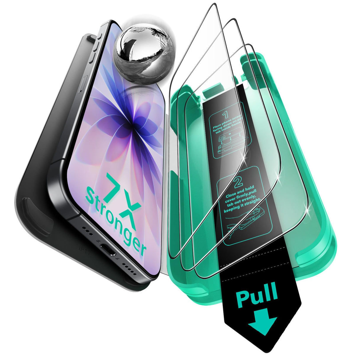 ESR 3-Pack of 9H+ Glass for iPhone 17/16 Pro Screen Protectors, Military-Grade, Shatterproof, and Highly Durable Armorite Ultra-Tough Tempered Glass