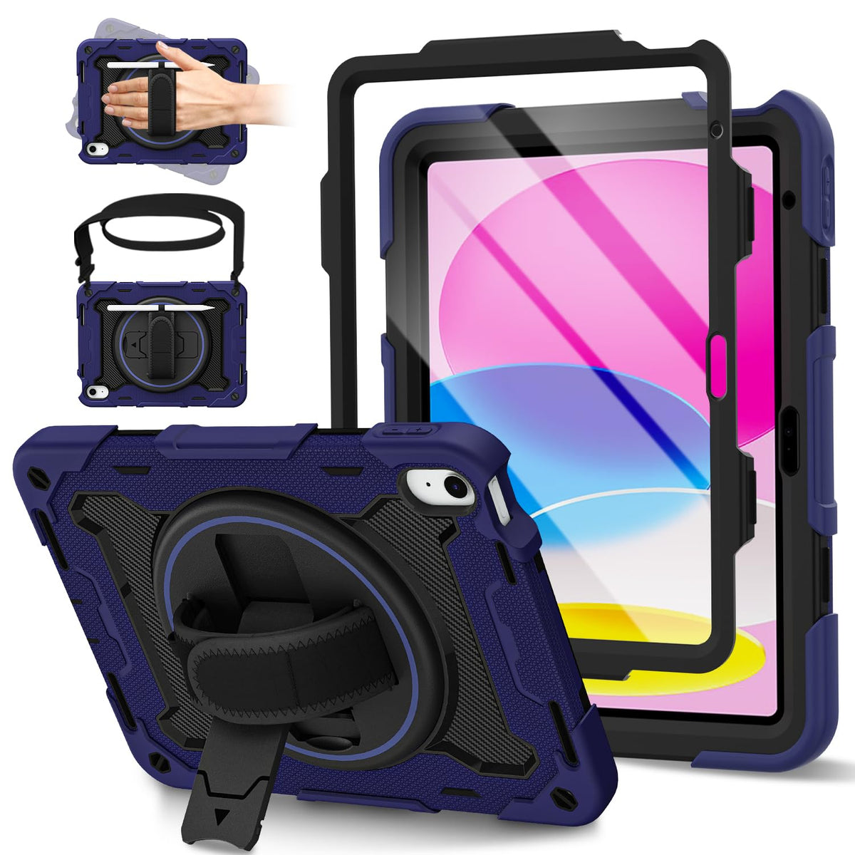 ROSROME Case for iPad (A16) 11th/10th Generation 2025/2022 (11 Inch/10.9 Inch) with HD Screen Protector, Heavy Duty Shockproof Kids Cover,