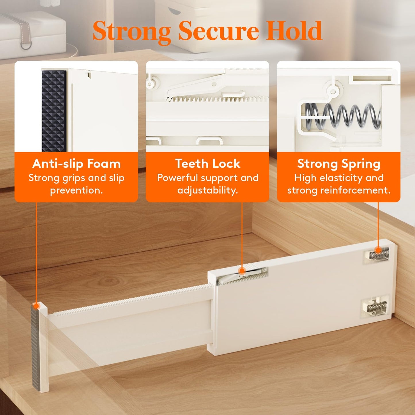 Lifewit 5 Pack 4" High Drawer Dividers 28 -43.5cm/11-17" Adjustable Kitchen Drawer Organiser